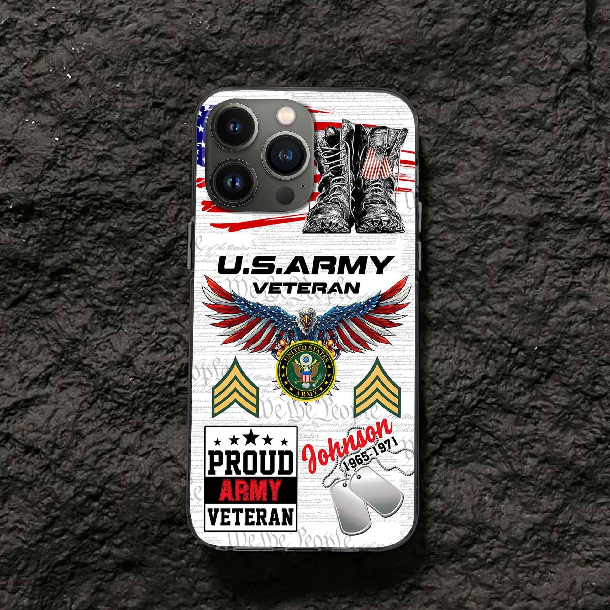 Unique Custom Name, Rank, Year, US Army Phone Case VPVC507301, Gifts For Army Veteran, Best Gifts On Father's Day, Independence Day, Veterans Day.