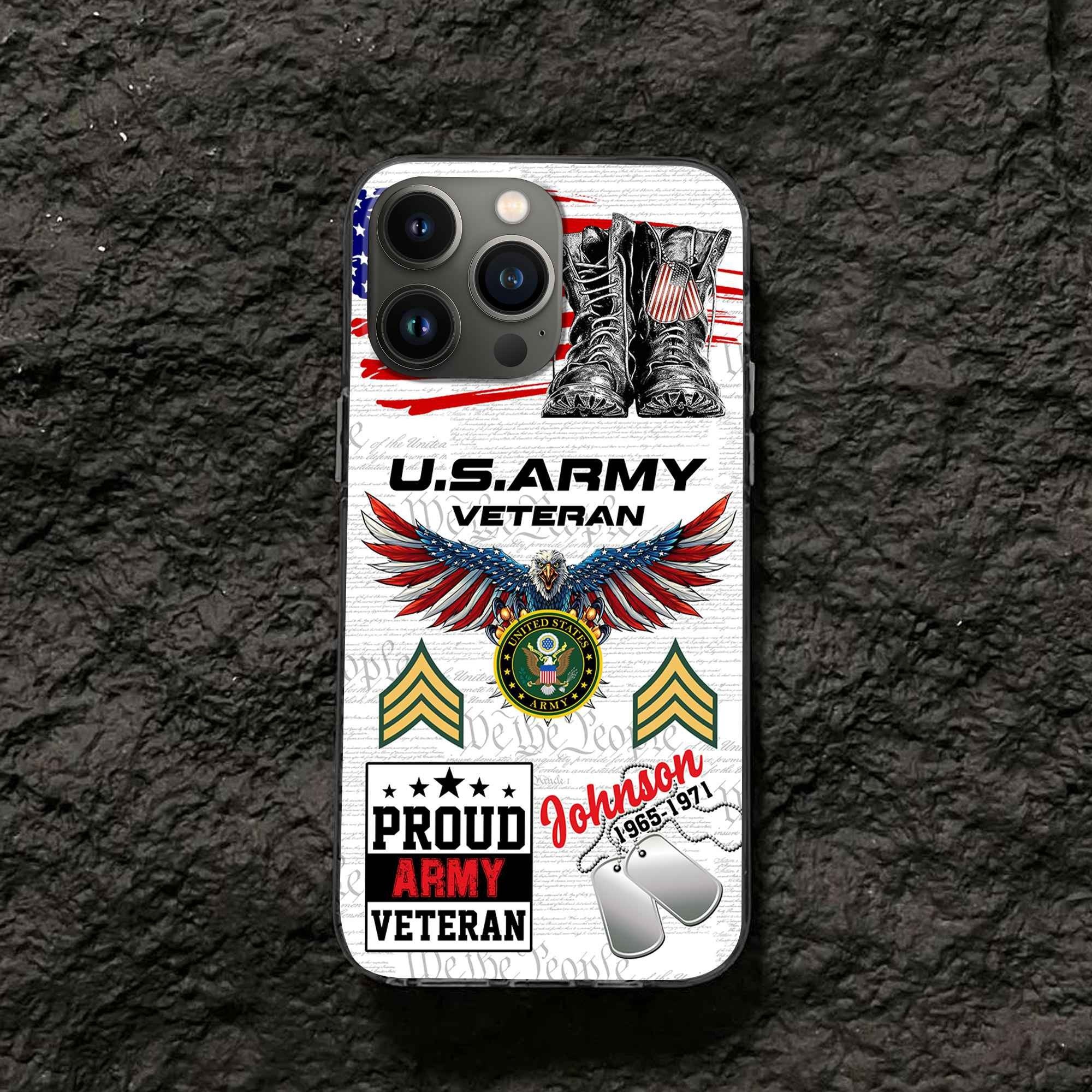 Unique Custom Name, Rank, Year, US Army Phone Case VPVC507301, Gifts For Army Veteran, Best Gifts On Father's Day, Independence Day, Veterans Day.