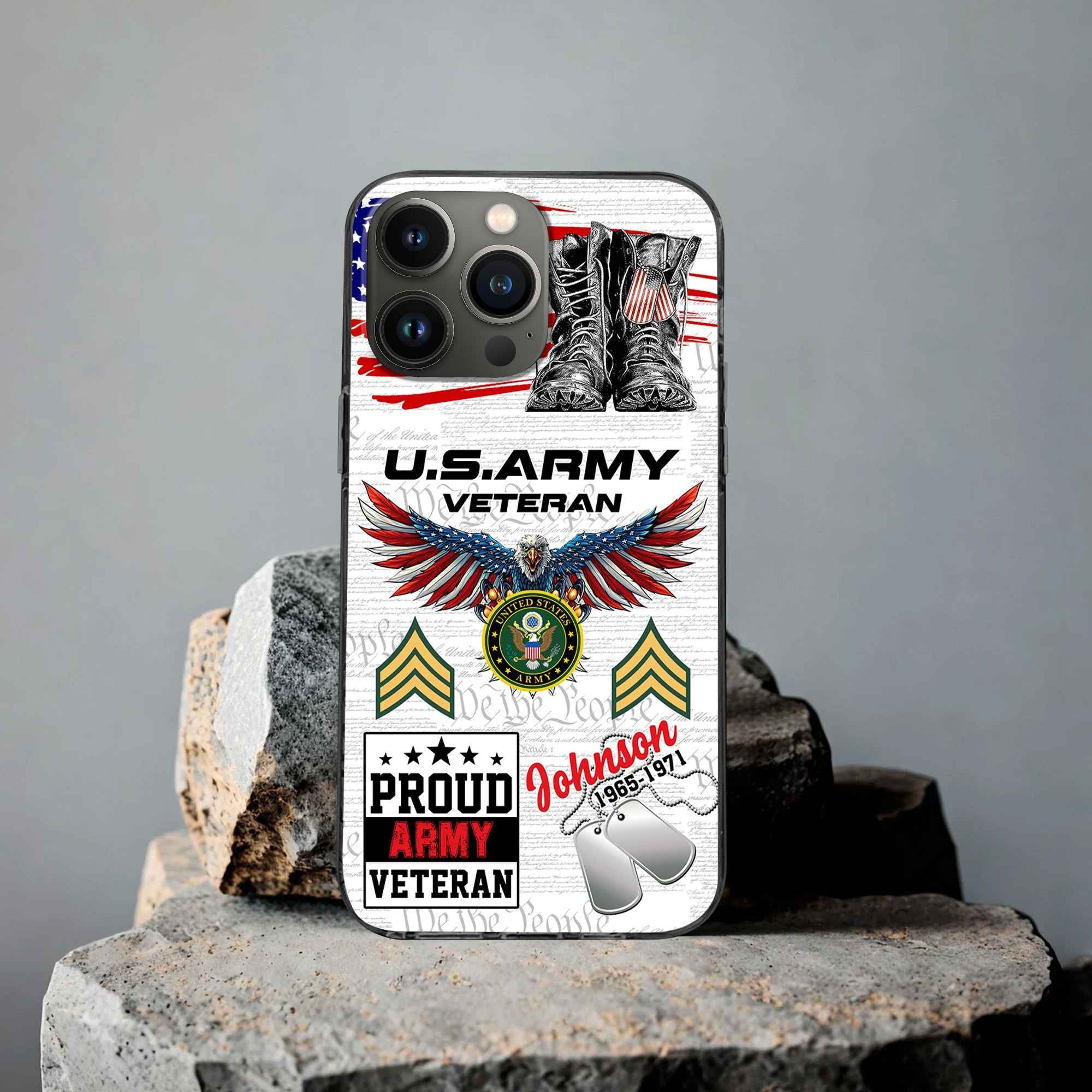 Unique Custom Name, Rank, Year, US Army Phone Case VPVC507301, Gifts For Army Veteran, Best Gifts On Father's Day, Independence Day, Veterans Day.