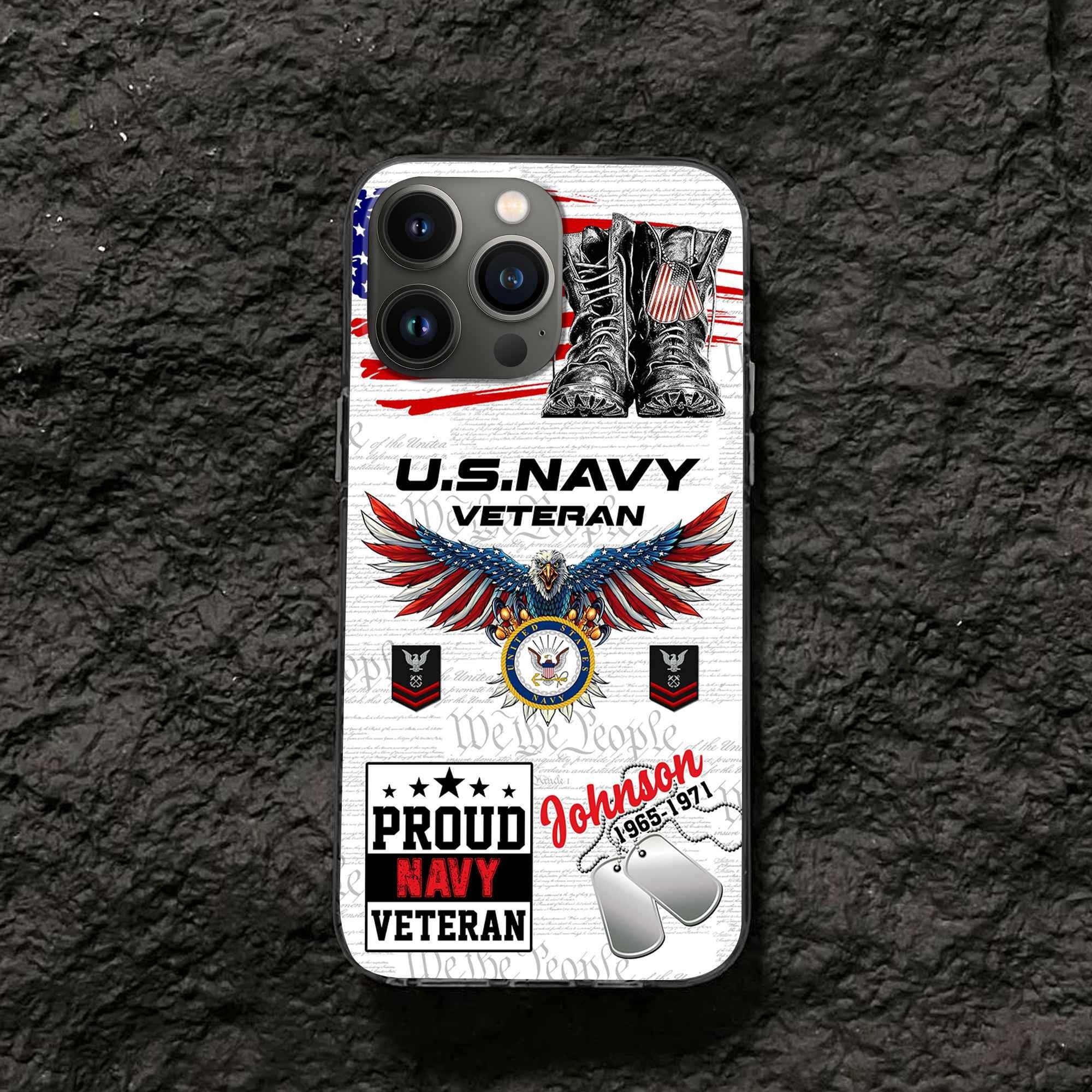 Unique Custom Name, Rank, Year, US Navy Phone Case VPVC507302, Gifts For Navy Veteran, Best Gifts On Father's Day, Independence Day, Veterans Day.