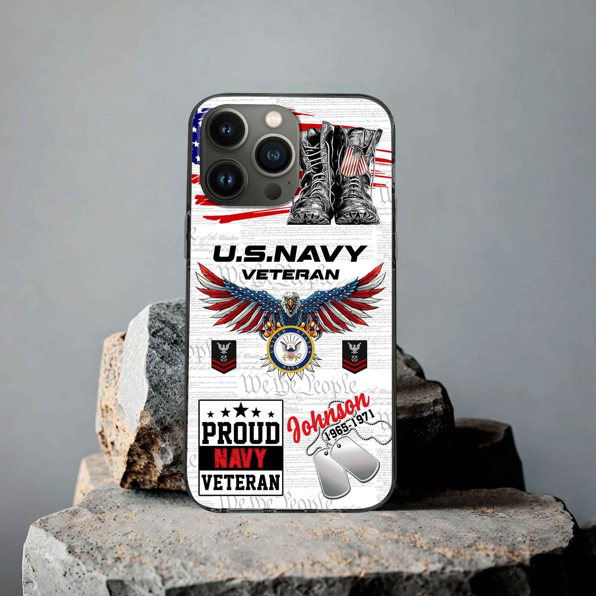 Unique Custom Name, Rank, Year, US Navy Phone Case VPVC507302, Gifts For Navy Veteran, Best Gifts On Father's Day, Independence Day, Veterans Day.