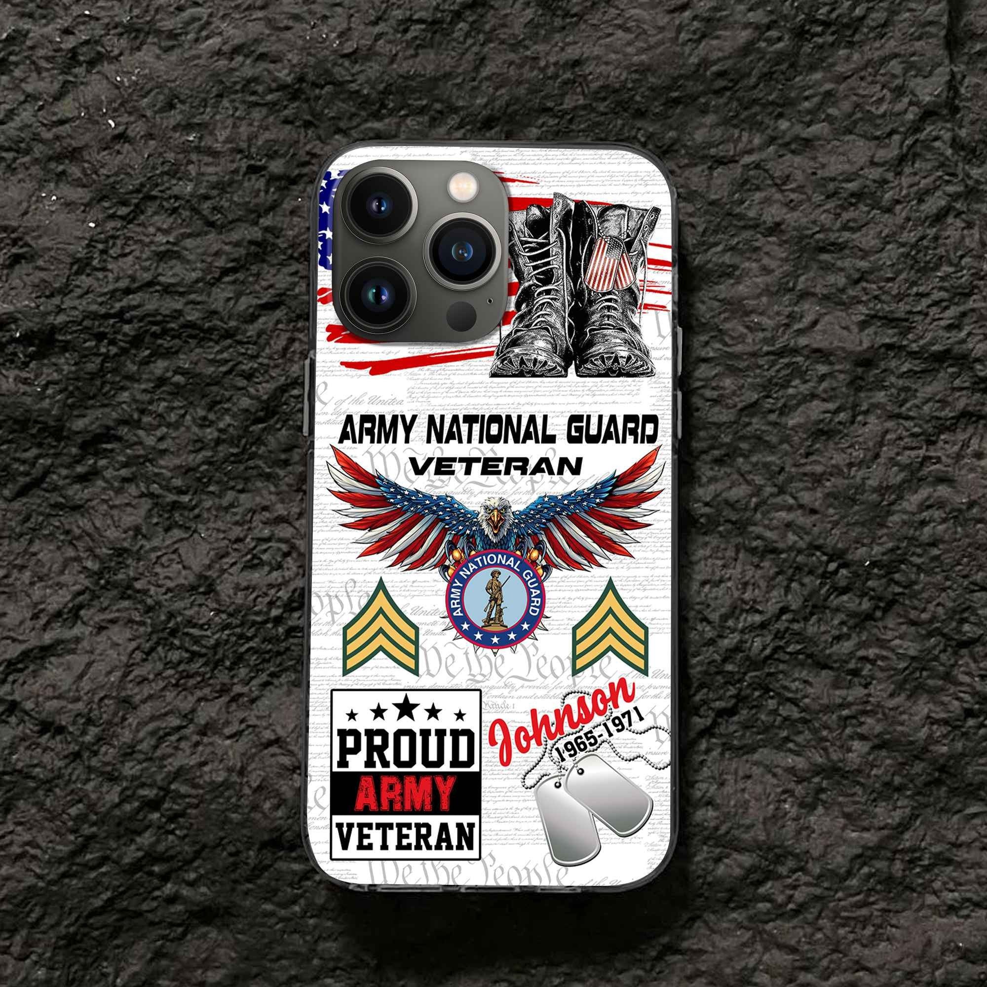 Unique Custom Name, Rank, Year, US Army National Guard Phone Case VPVC507308, Gifts For Army National Guard Veteran, Best Gifts On Father's Day, Independence Day, Veterans Day.