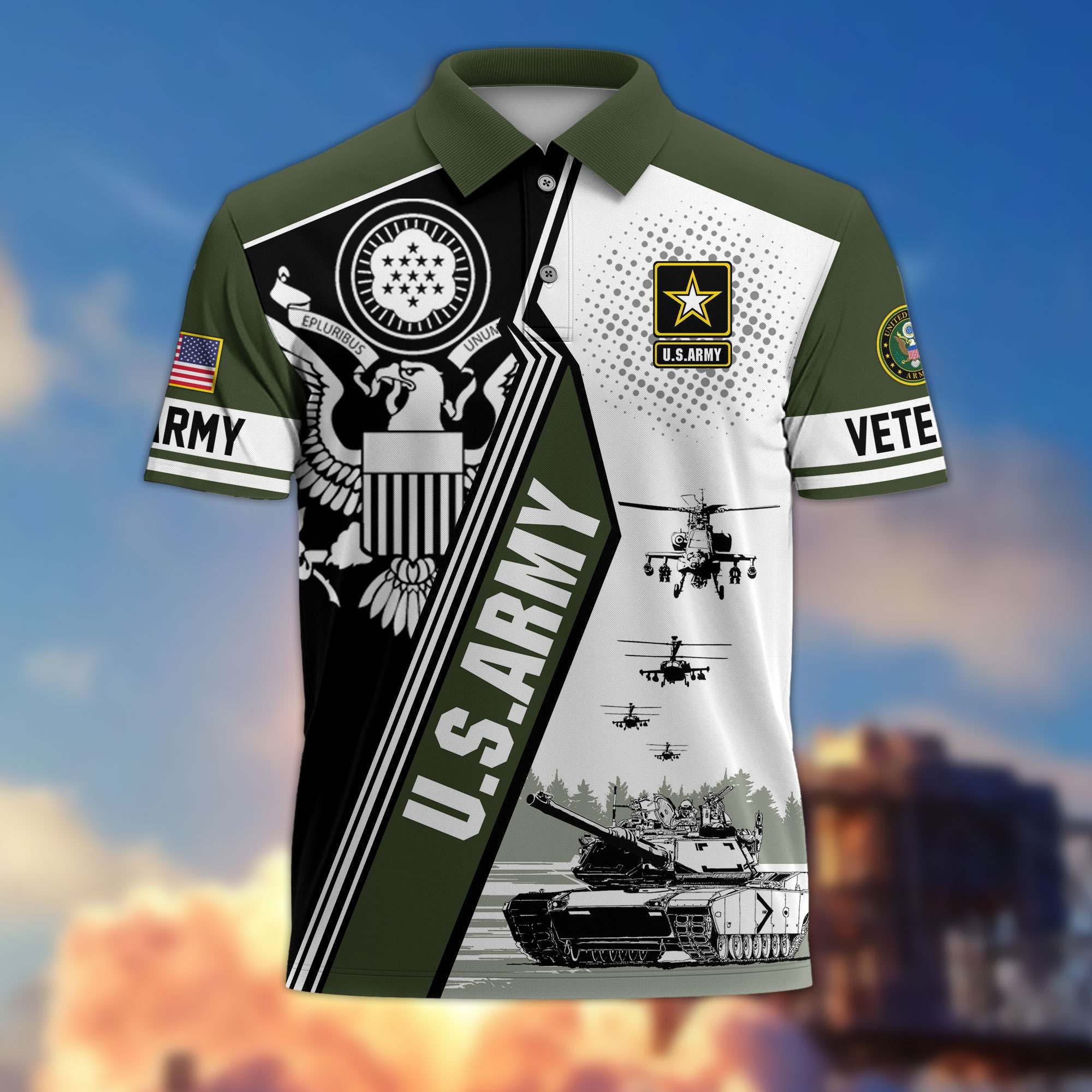 Premium US Veterans Polo Shirt BPHN250311, Gifts For US Veterans, Gifts On Father's Day, Armed Forces Day, Independence Day, Veterans Day.