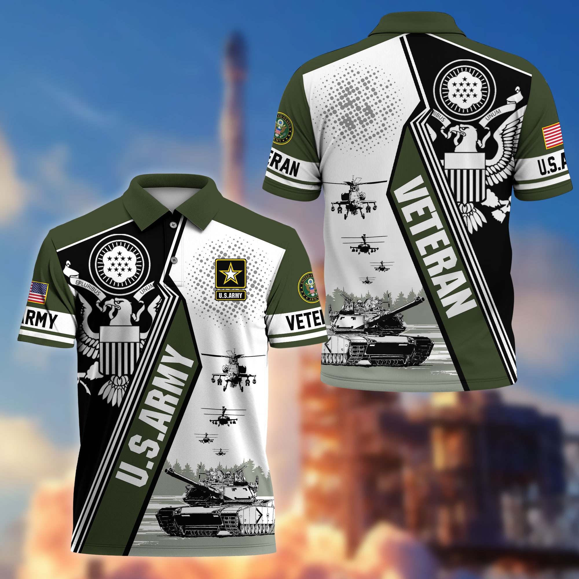 Premium US Veterans Polo Shirt BPHN250311, Gifts For US Veterans, Gifts On Father's Day, Armed Forces Day, Independence Day, Veterans Day.