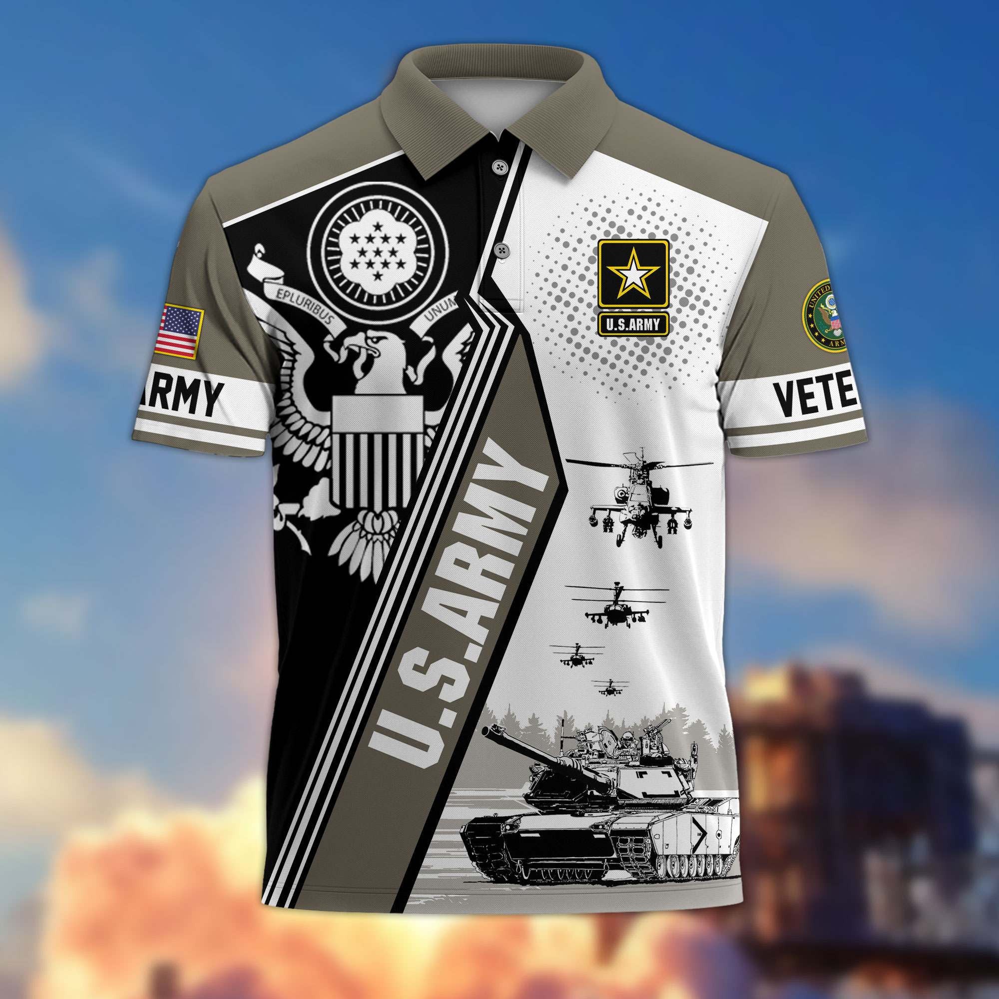 Premium US Veterans Polo Shirt BPHN250311, Gifts For US Veterans, Gifts On Father's Day, Armed Forces Day, Independence Day, Veterans Day.