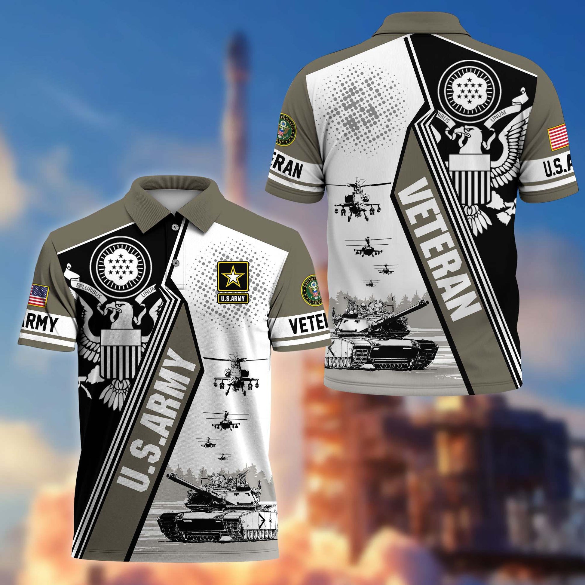 Premium US Veterans Polo Shirt BPHN250311, Gifts For US Veterans, Gifts On Father's Day, Armed Forces Day, Independence Day, Veterans Day.