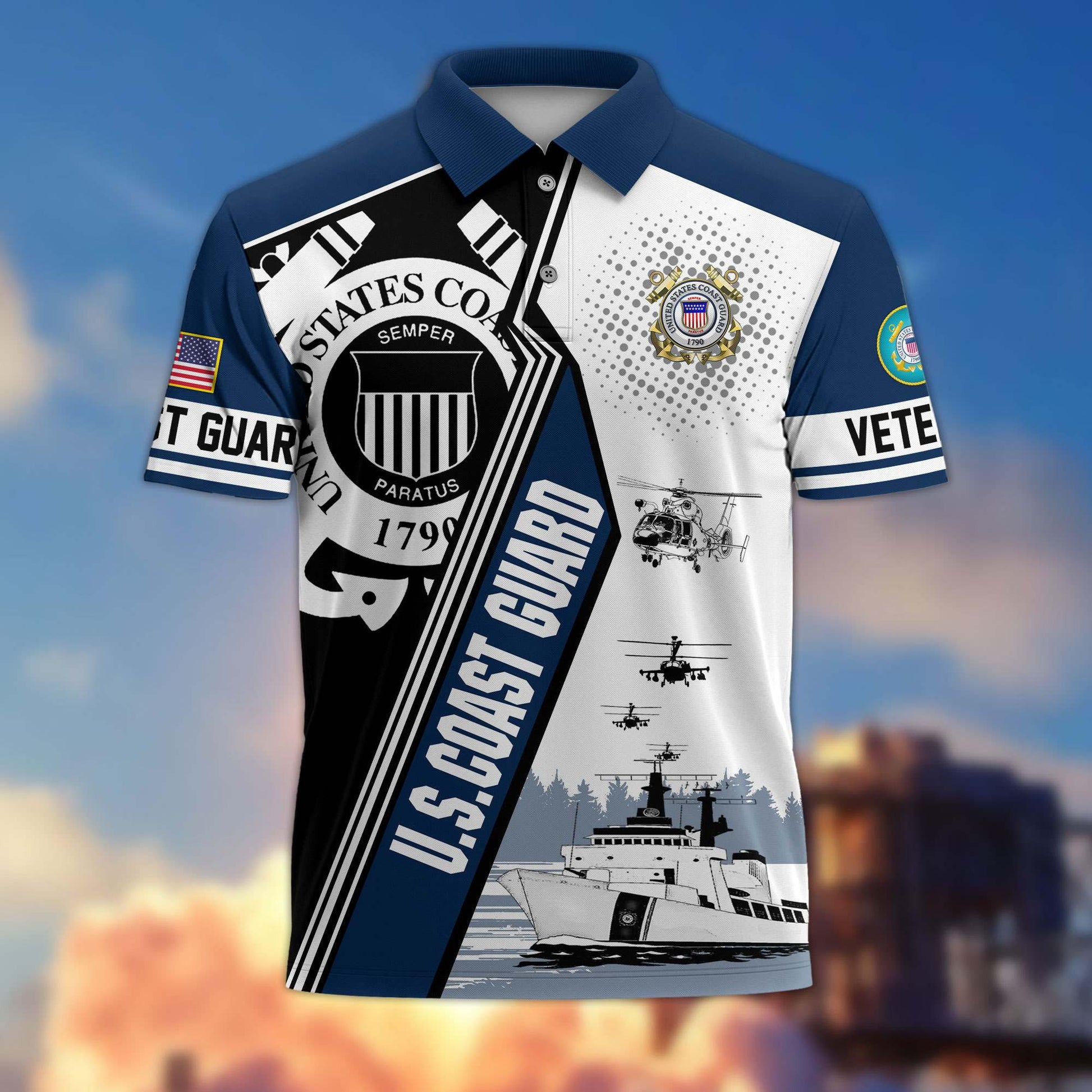 Premium US Veterans Polo Shirt BPHN250311, Gifts For US Veterans, Gifts On Father's Day, Armed Forces Day, Independence Day, Veterans Day.