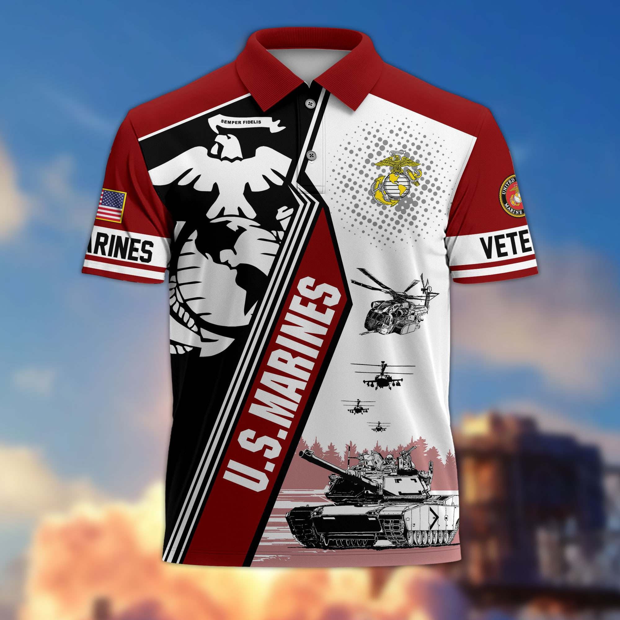 Premium US Veterans Polo Shirt BPHN250311, Gifts For US Veterans, Gifts On Father's Day, Armed Forces Day, Independence Day, Veterans Day.