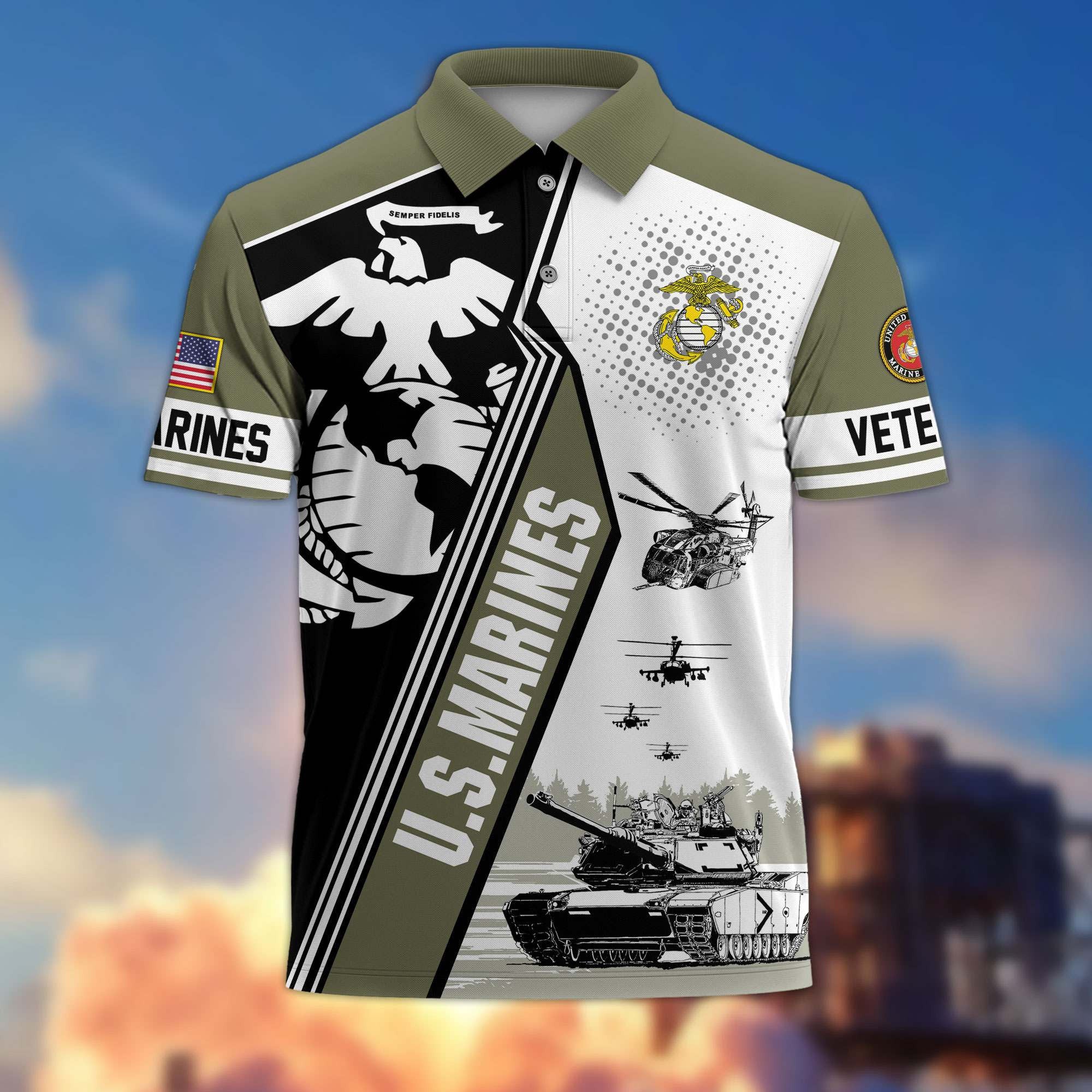 Premium US Veterans Polo Shirt BPHN250311, Gifts For US Veterans, Gifts On Father's Day, Armed Forces Day, Independence Day, Veterans Day.