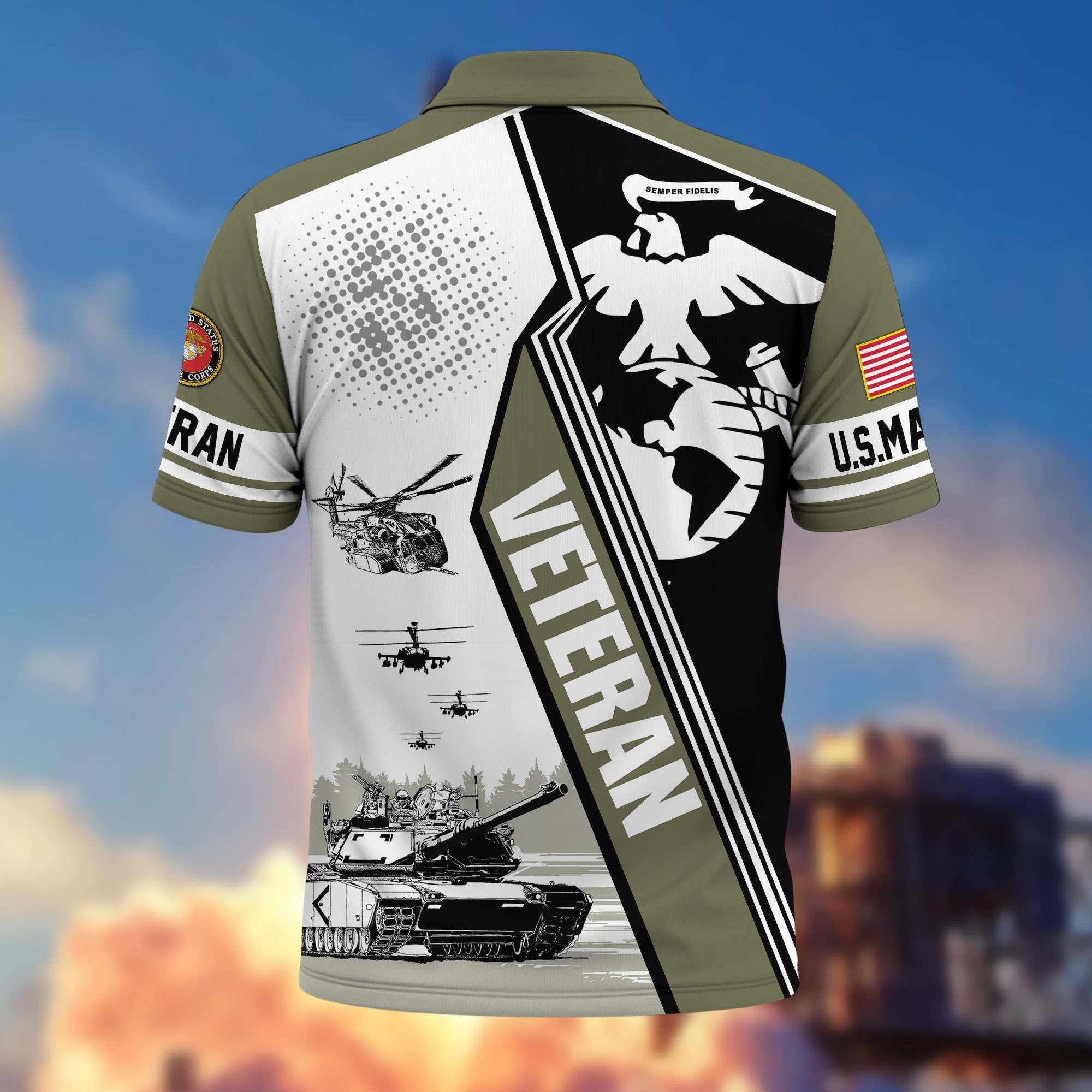 Premium US Veterans Polo Shirt BPHN250311, Gifts For US Veterans, Gifts On Father's Day, Armed Forces Day, Independence Day, Veterans Day.