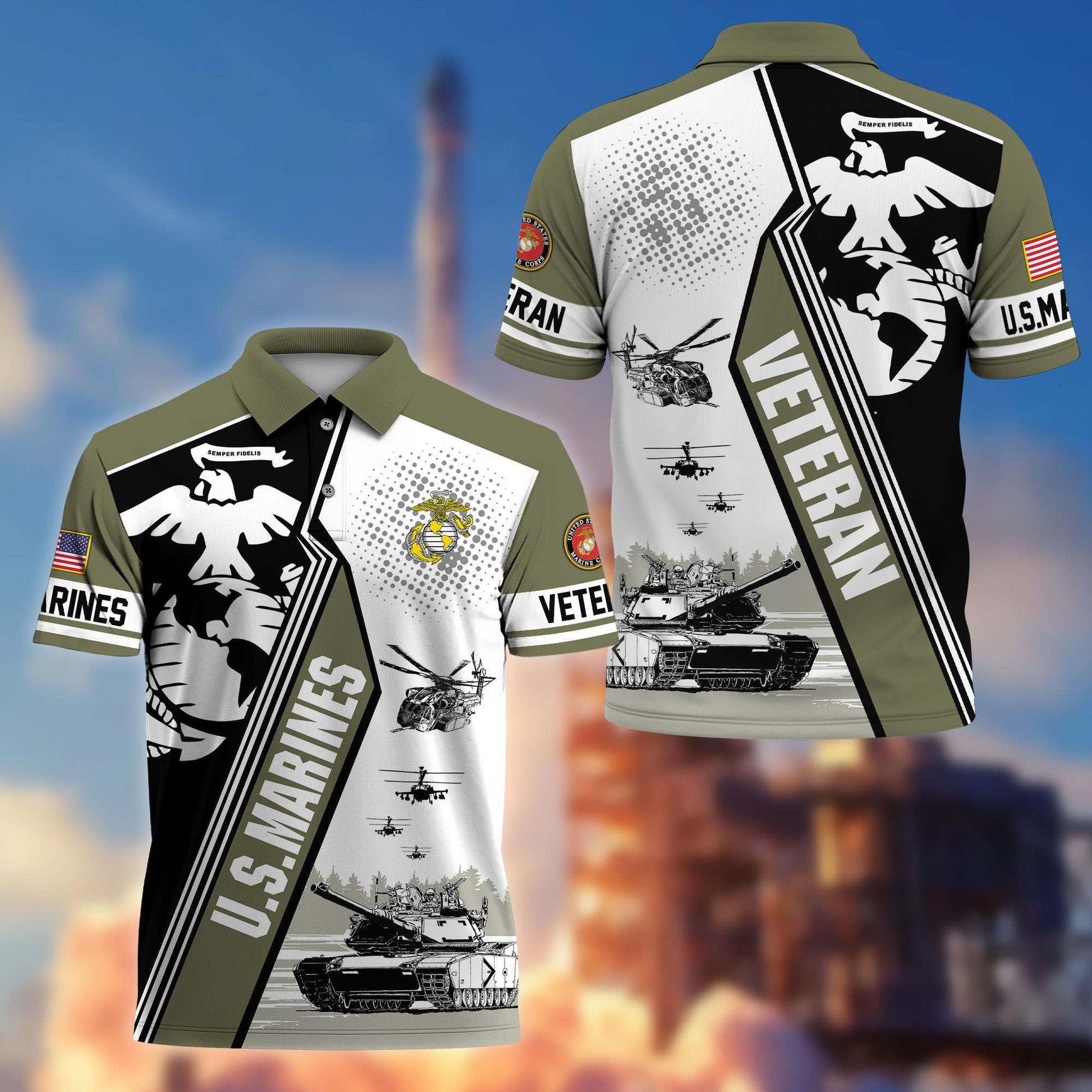 Premium US Veterans Polo Shirt BPHN250311, Gifts For US Veterans, Gifts On Father's Day, Armed Forces Day, Independence Day, Veterans Day.