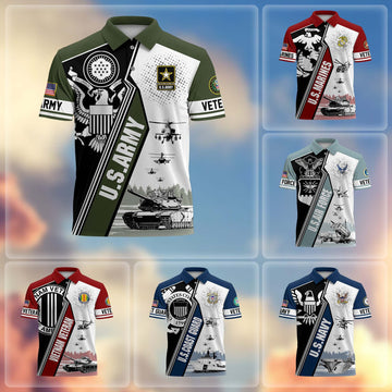 Premium US Veterans Polo Shirt BPHN250311, Gifts For US Veterans, Gifts On Father's Day, Armed Forces Day, Independence Day, Veterans Day.