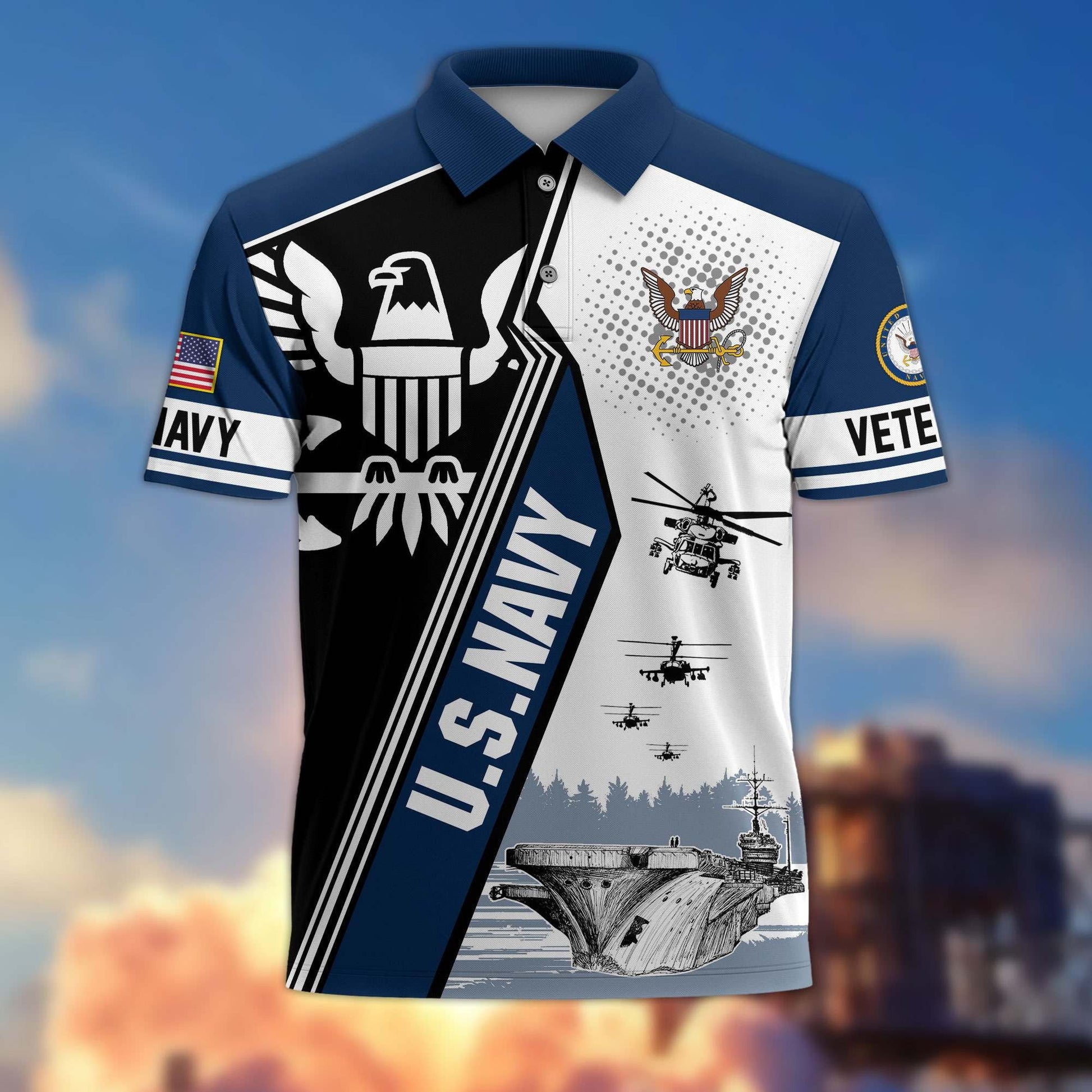 Premium US Veterans Polo Shirt BPHN250311, Gifts For US Veterans, Gifts On Father's Day, Armed Forces Day, Independence Day, Veterans Day.