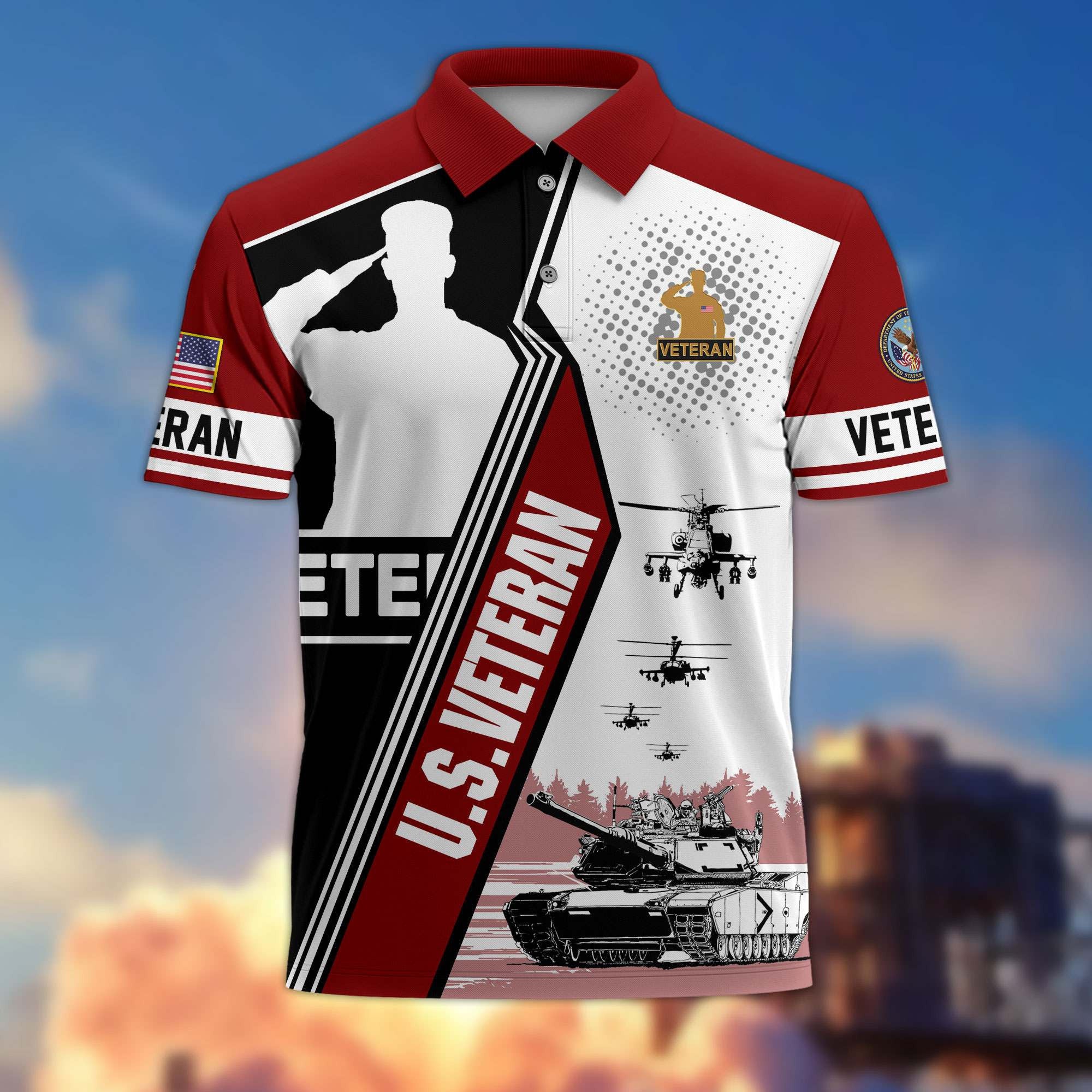 Premium US Veterans Polo Shirt BPHN250311, Gifts For US Veterans, Gifts On Father's Day, Armed Forces Day, Independence Day, Veterans Day.