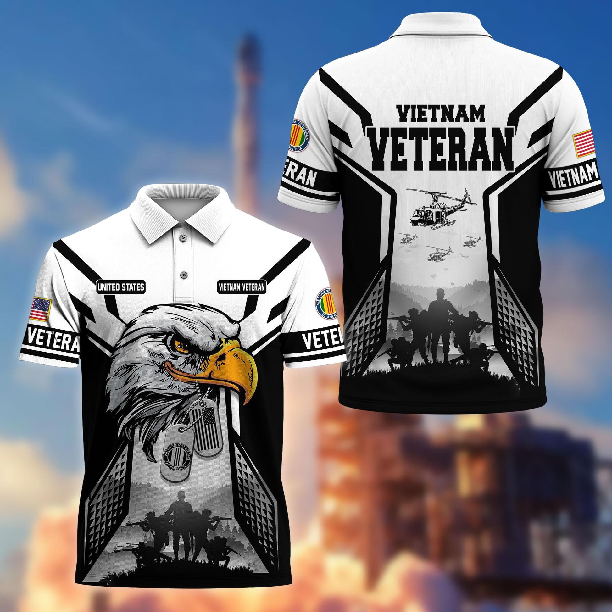 Premium US Veterans Polo Shirt BPHN240311, Gifts For US Veterans, Gifts On Father's Day, Armed Forces Day, Independence Day, Veterans Day.