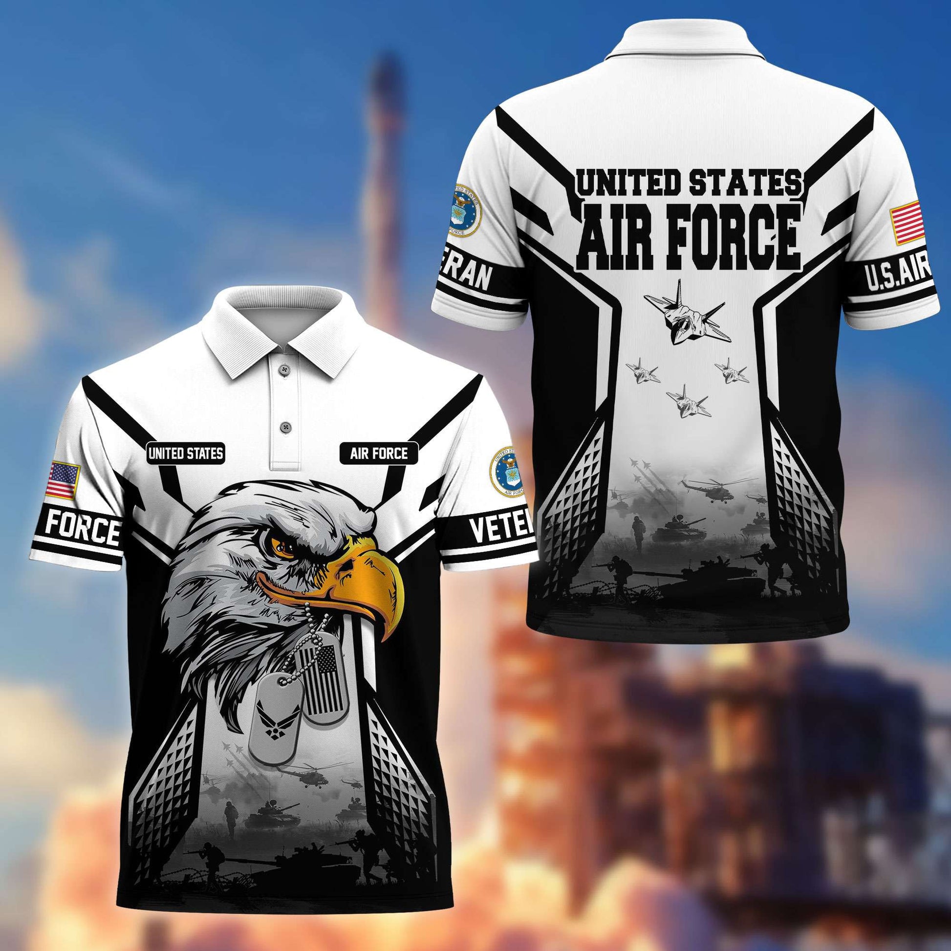 Premium US Veterans Polo Shirt BPHN240311, Gifts For US Veterans, Gifts On Father's Day, Armed Forces Day, Independence Day, Veterans Day.