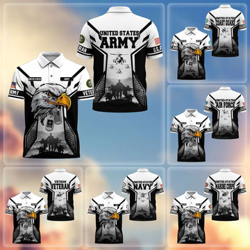 Premium US Veterans Polo Shirt BPHN240311, Gifts For US Veterans, Gifts On Father's Day, Armed Forces Day, Independence Day, Veterans Day.