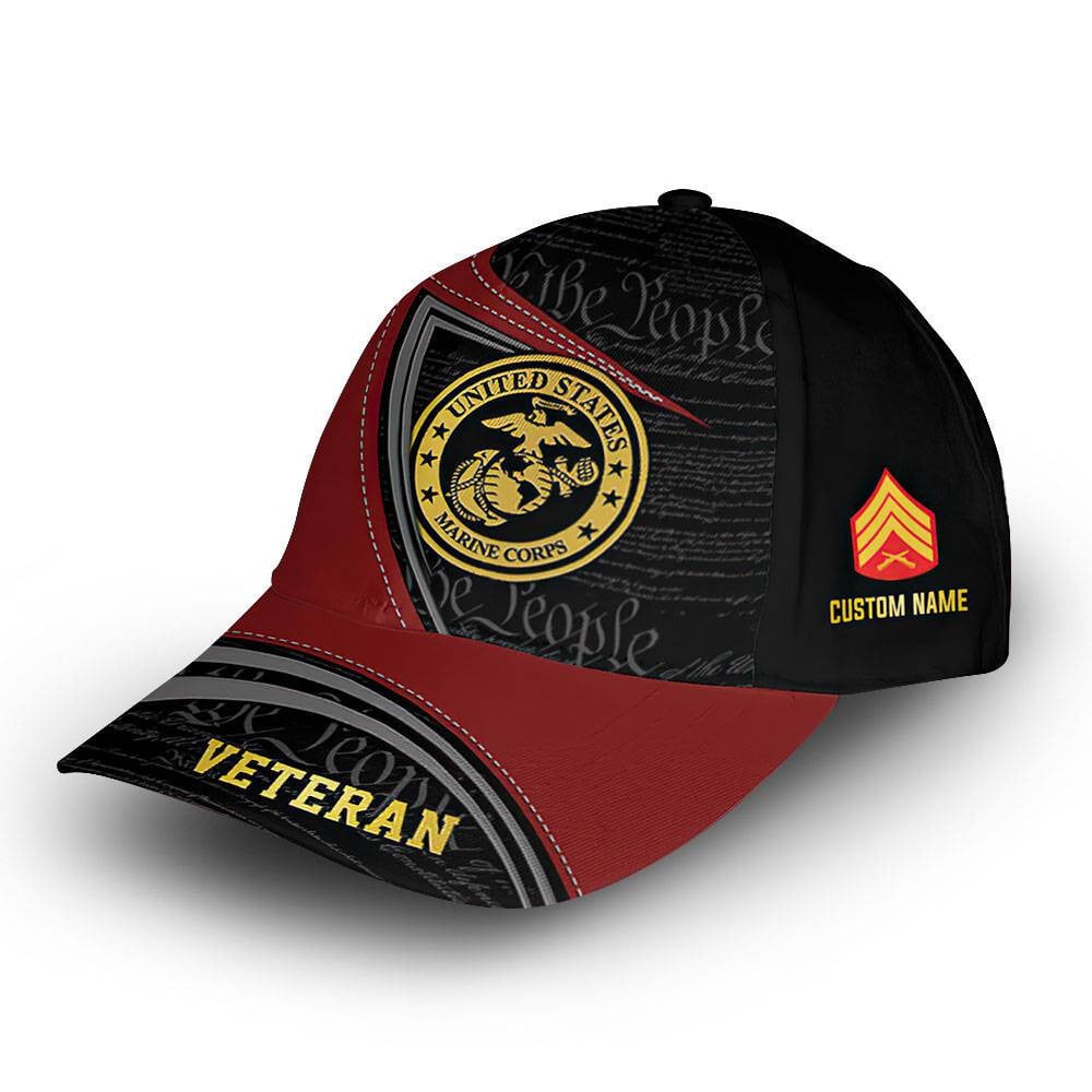 Unique Custom Name, Rank, USMC Cap VPVC014603, Gifts For Marine Veteran, Best Gifts On Father's Day, Independence Day, Veterans Day.