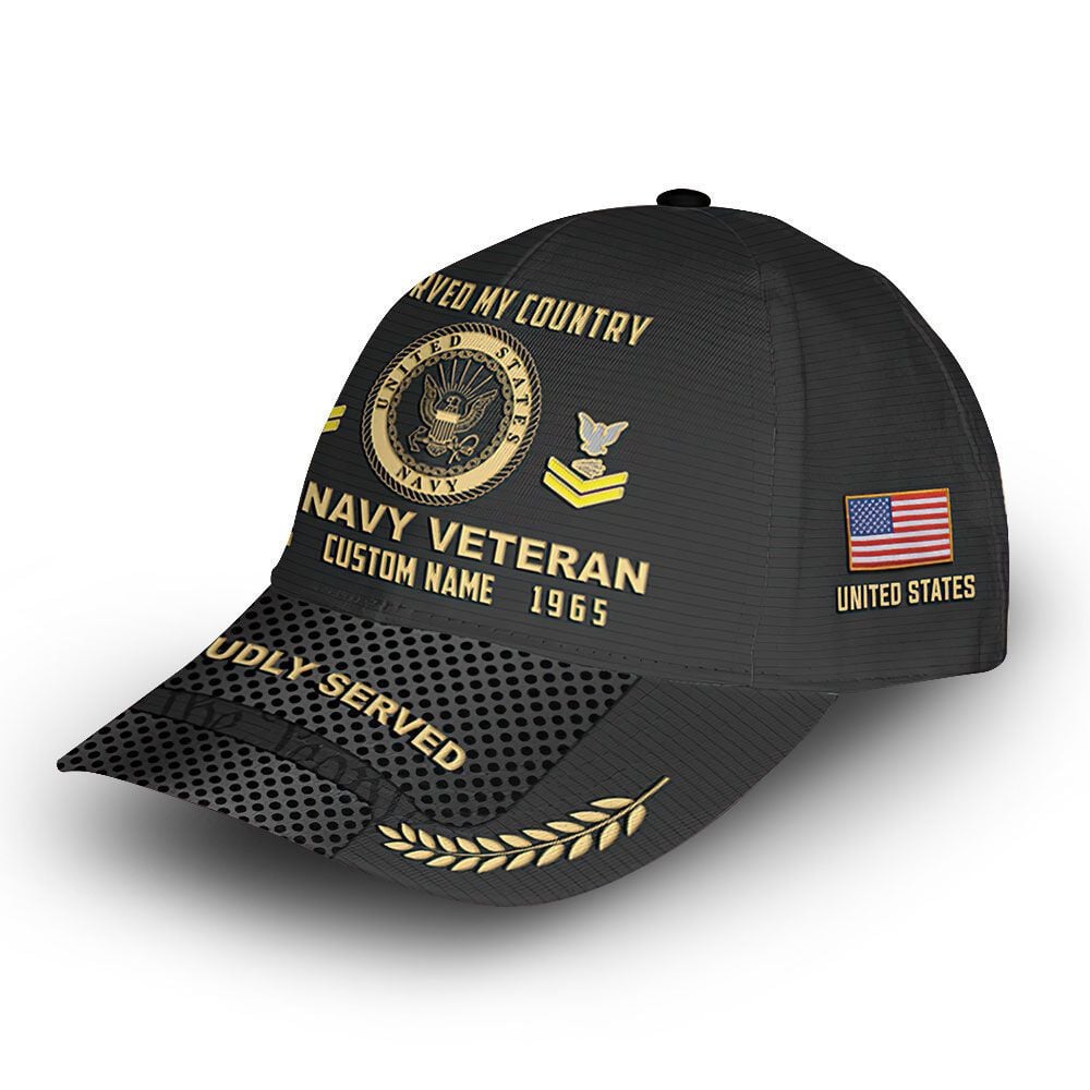 US Navy Custom Cap VPVC014702, Gifts For Navy Veteran, Best Gifts On Father's Day, Armed Forces Day, Independence Day, Veterans Day.