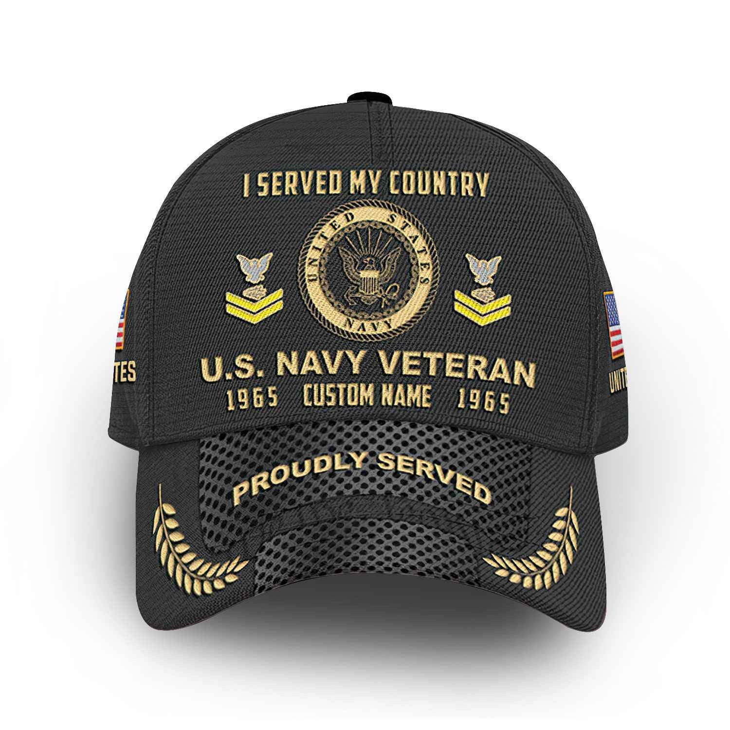 Premium Custom US Navy Cap VPVC014802, Gifts For Navy Veteran, Best Gifts On Father's Day, Armed Forces Day, Independence Day, Veterans Day.