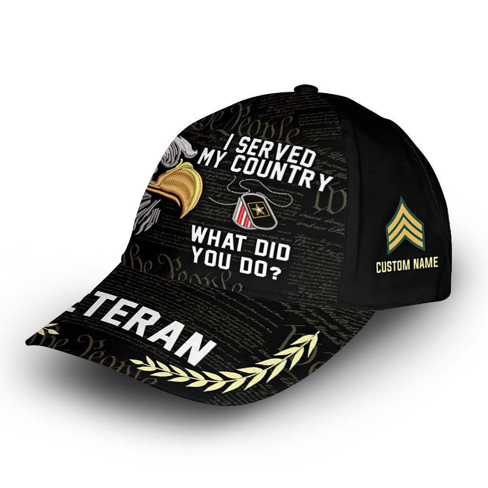 Unique Custom Name, Rank, US Army Cap VPVC014806, Gifts For Army Veteran, Best Gifts On Father's Day, Independence Day, Veterans Day.