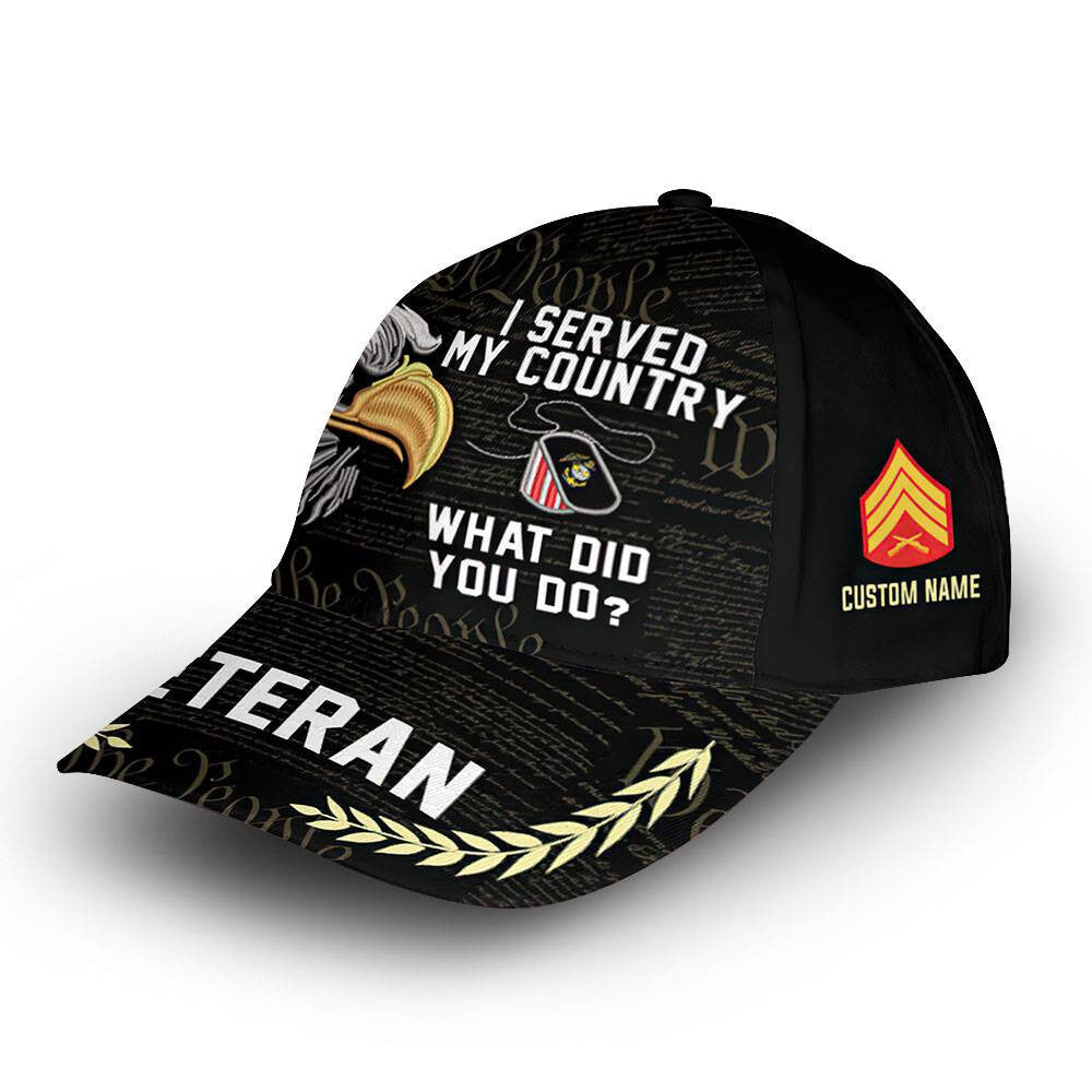 Unique Custom Name, Rank, USMC Cap VPVC014808, Gifts For Marine Veteran, Best Gifts On Father's Day, Independence Day, Veterans Day.