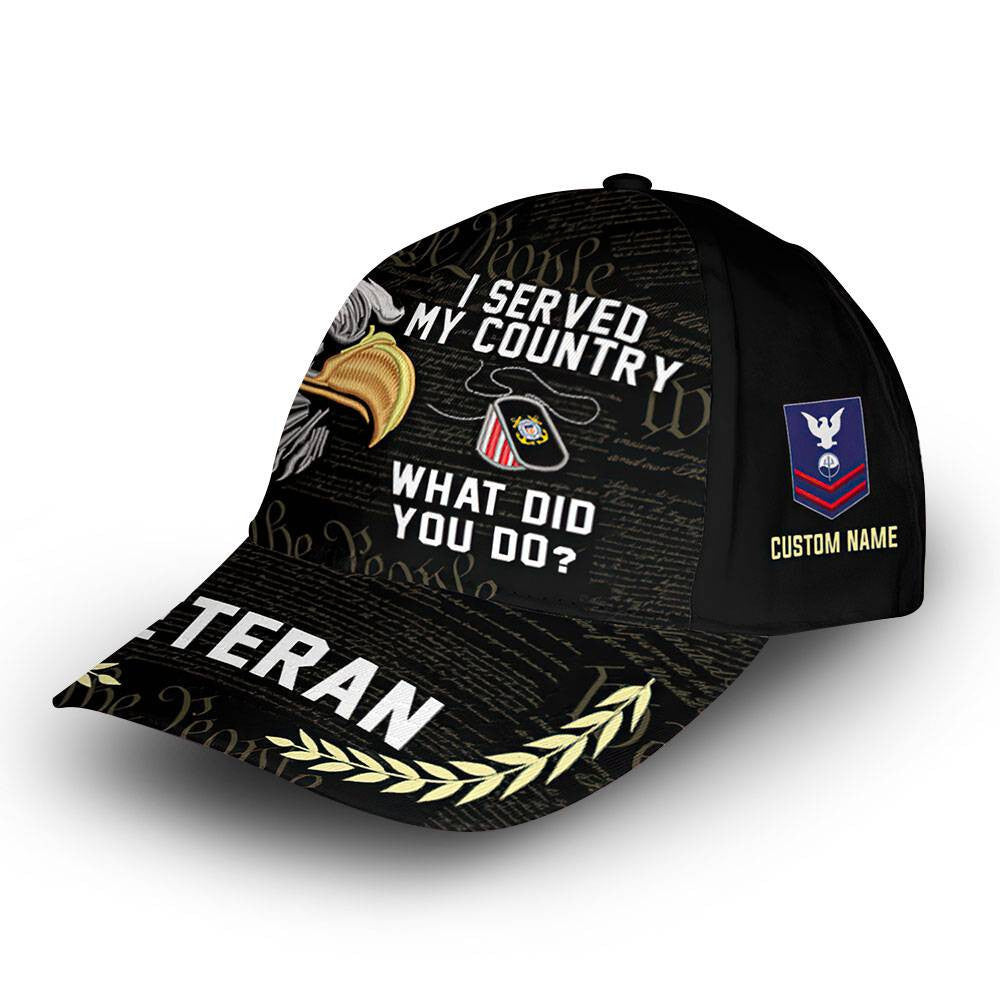 Unique Custom Name, Rank, USCG Cap VPVC014810, Gifts For Coast Guard Veteran, Best Gifts On Father's Day, Independence Day, Veterans Day.