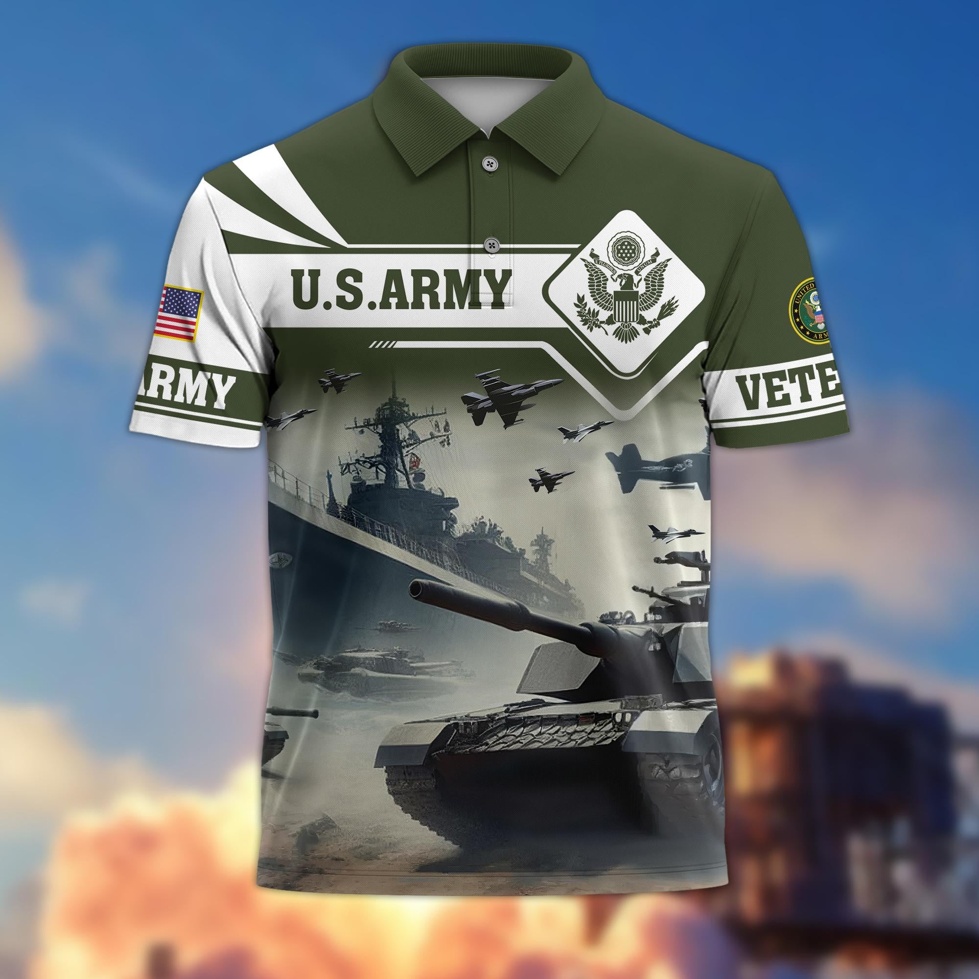 Premium US Veterans Polo Shirt BPVC260301, Gifts For US Veterans, Gifts On Father's Day, Armed Forces Day, Independence Day, Veterans Day.