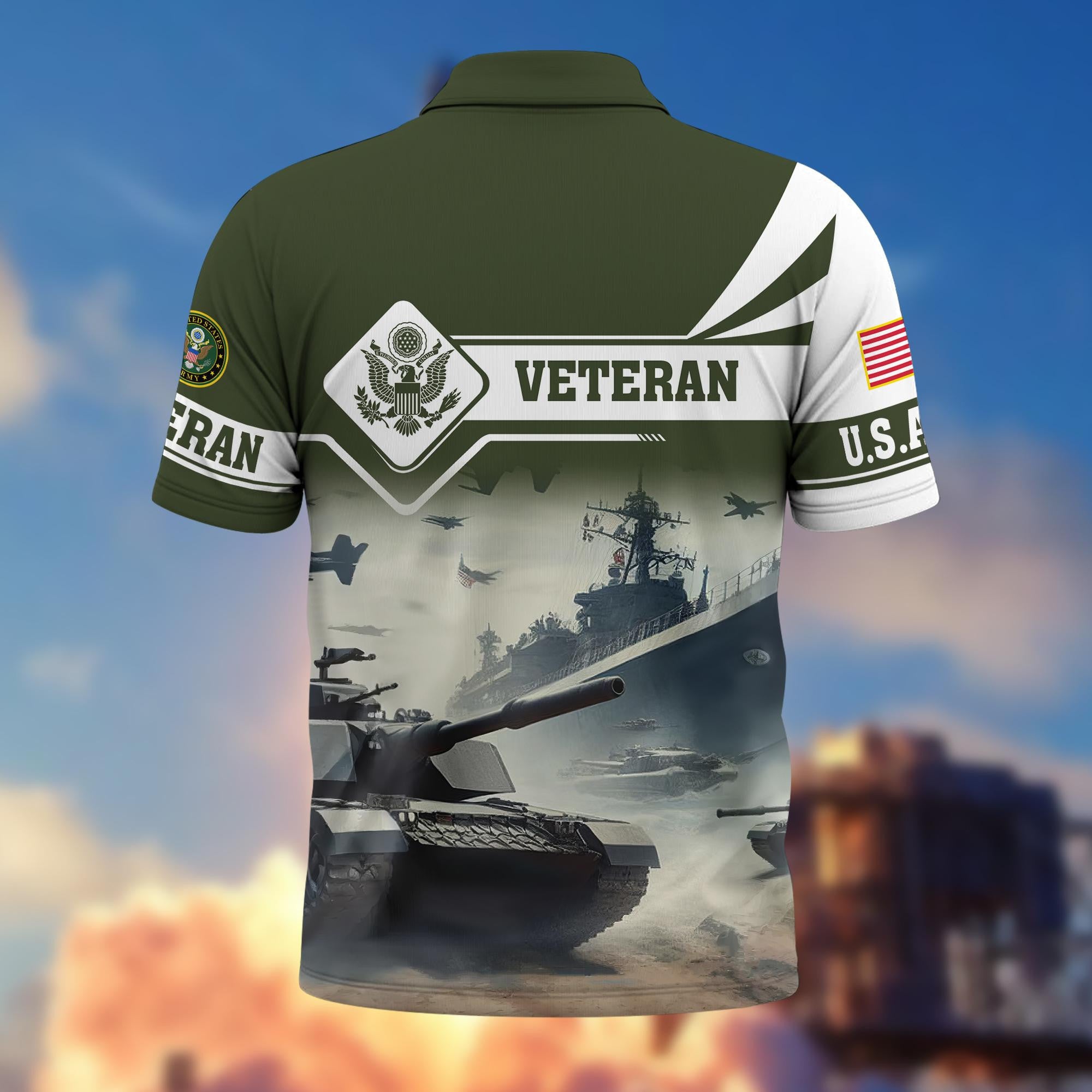 Premium US Veterans Polo Shirt BPVC260301, Gifts For US Veterans, Gifts On Father's Day, Armed Forces Day, Independence Day, Veterans Day.
