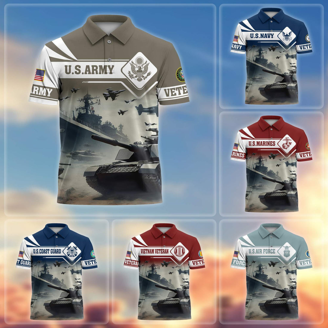 Premium US Veterans Polo Shirt BPVC260301, Gifts For US Veterans, Gifts On Father's Day, Armed Forces Day, Independence Day, Veterans Day.