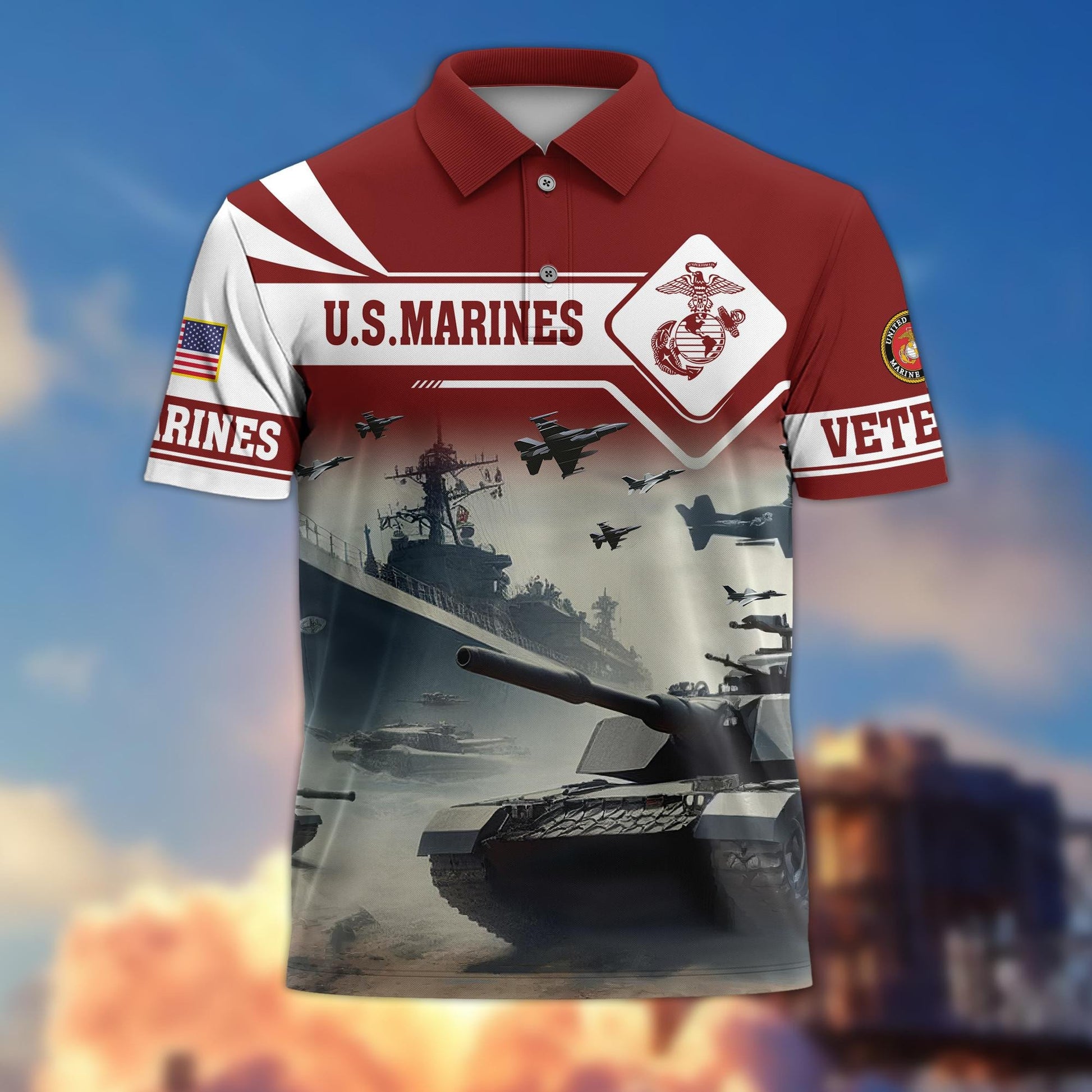 Premium US Veterans Polo Shirt BPVC260301, Gifts For US Veterans, Gifts On Father's Day, Armed Forces Day, Independence Day, Veterans Day.