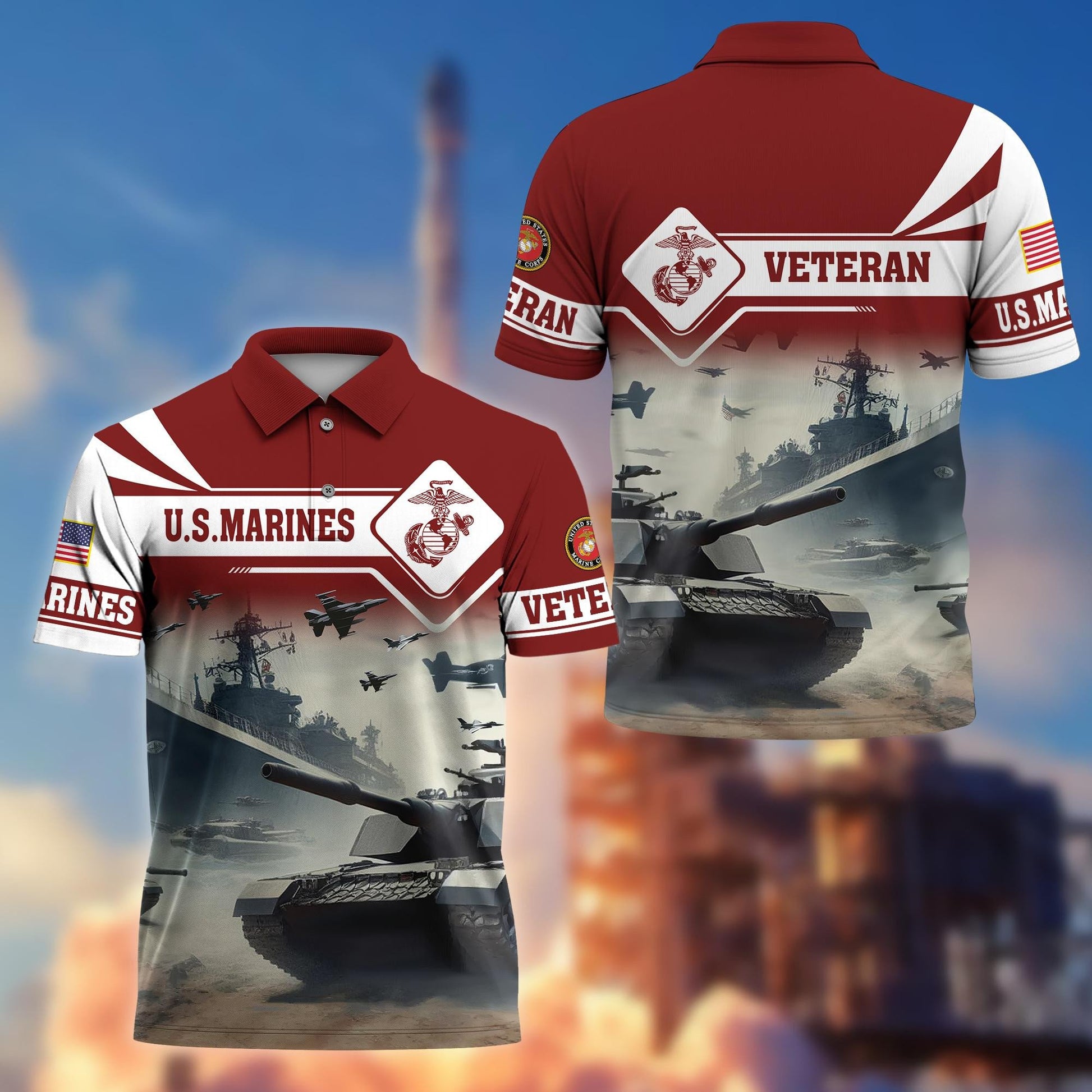 Premium US Veterans Polo Shirt BPVC260301, Gifts For US Veterans, Gifts On Father's Day, Armed Forces Day, Independence Day, Veterans Day.