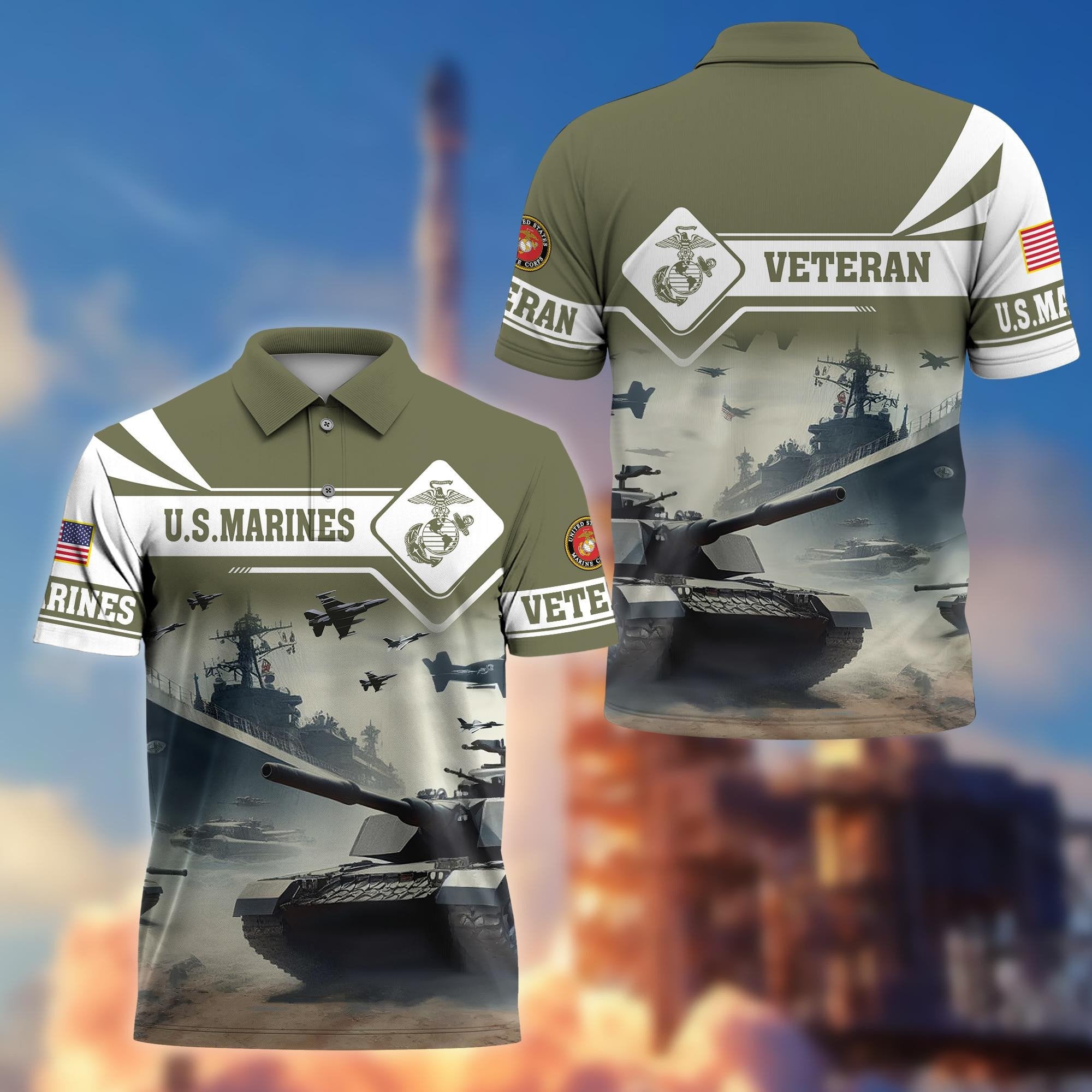 Premium US Veterans Polo Shirt BPVC260301, Gifts For US Veterans, Gifts On Father's Day, Armed Forces Day, Independence Day, Veterans Day.
