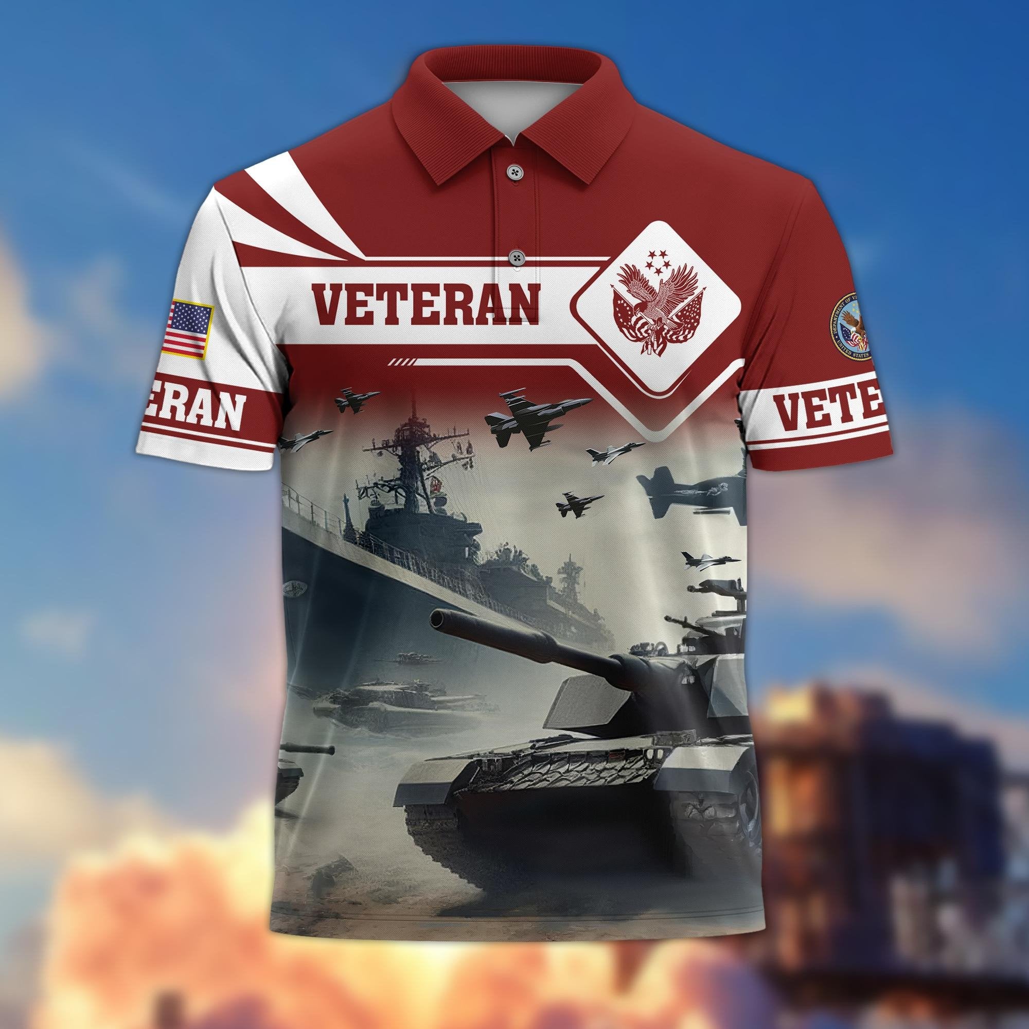 Premium US Veterans Polo Shirt BPVC260301, Gifts For US Veterans, Gifts On Father's Day, Armed Forces Day, Independence Day, Veterans Day.