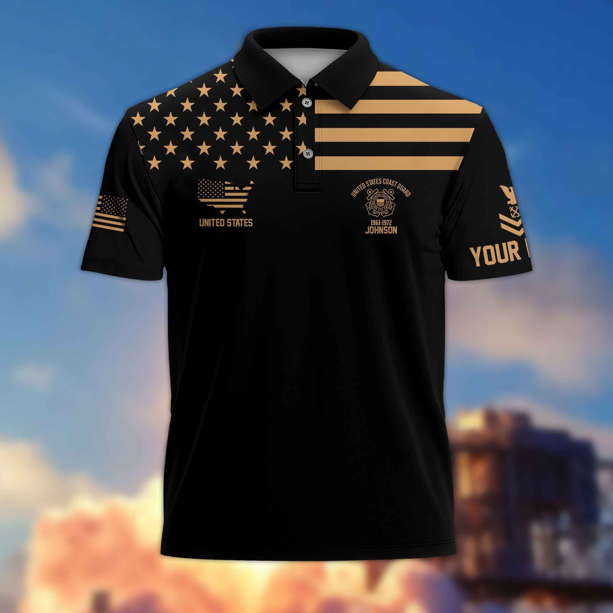 USCG Custom Polo Shirt VPVC214005, Gifts For Coast Guard Veteran, Best Gifts On Father's Day, Armed Forces Day, Independence Day, Veterans Day.