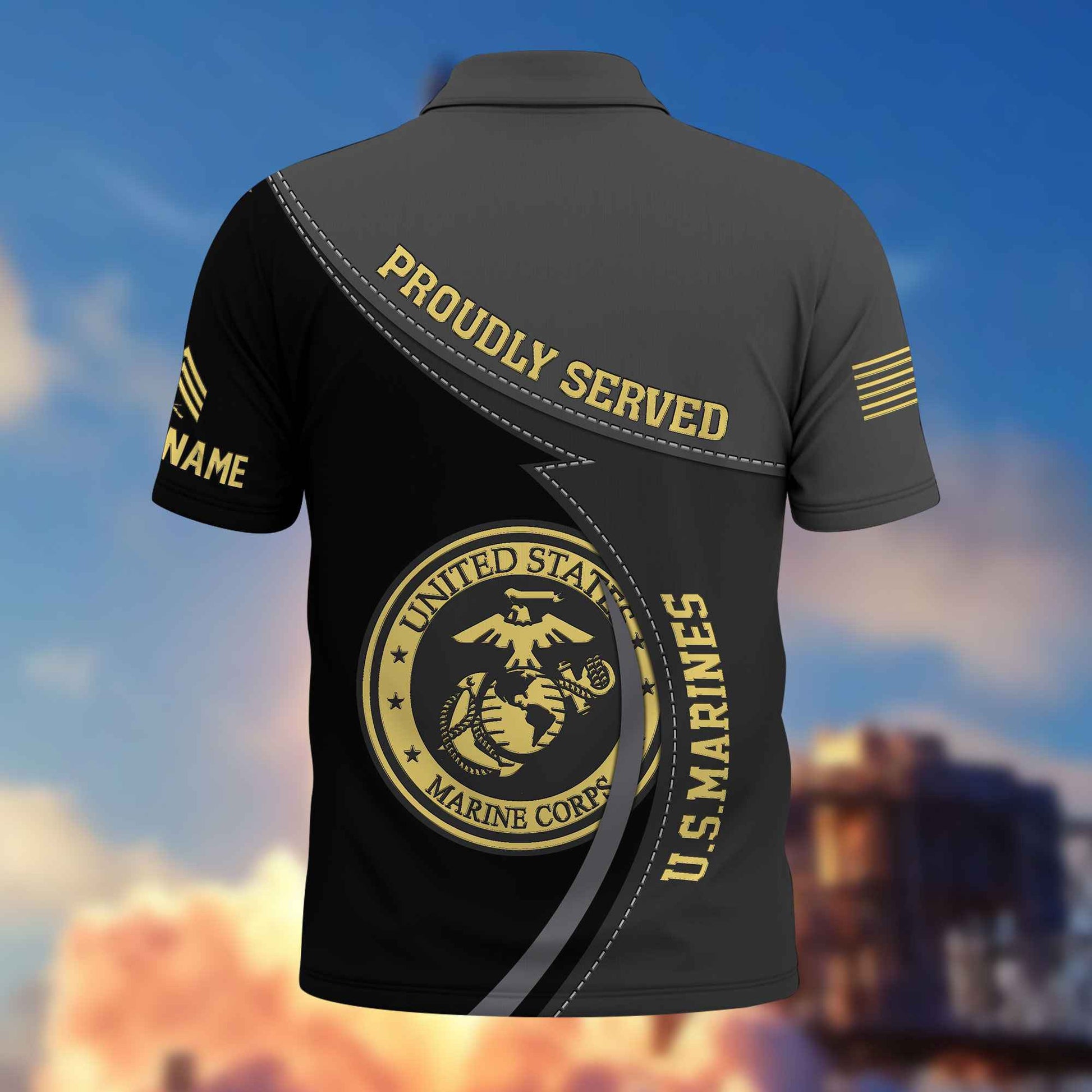 Premium USMC Polo Shirt VPVC214103, Custom Name, Rank, Year, Gifts For Marine Veteran, Best Gifts On Father's Day, Armed Forces Day, Independence Day, Veterans Day.