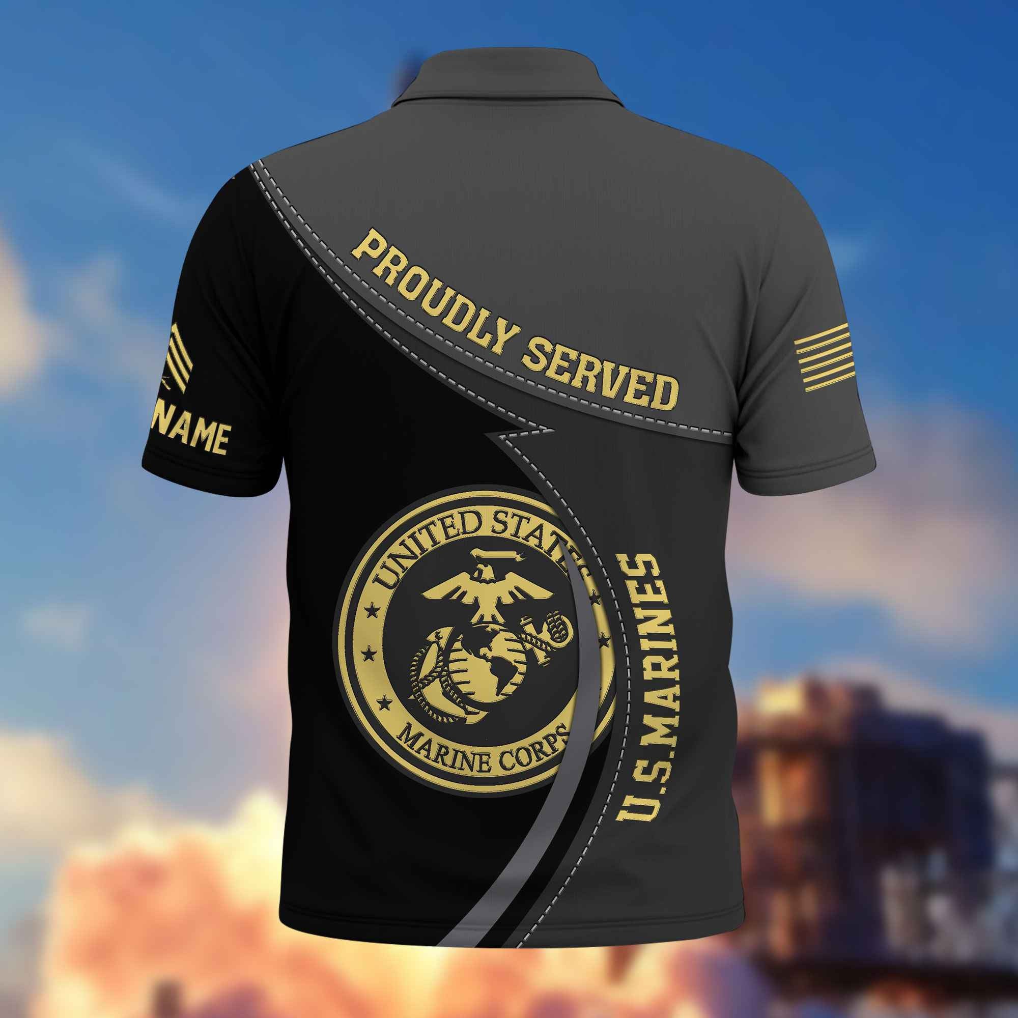 Premium USMC Polo Shirt VPVC214103, Custom Name, Rank, Year, Gifts For Marine Veteran, Best Gifts On Father's Day, Armed Forces Day, Independence Day, Veterans Day.