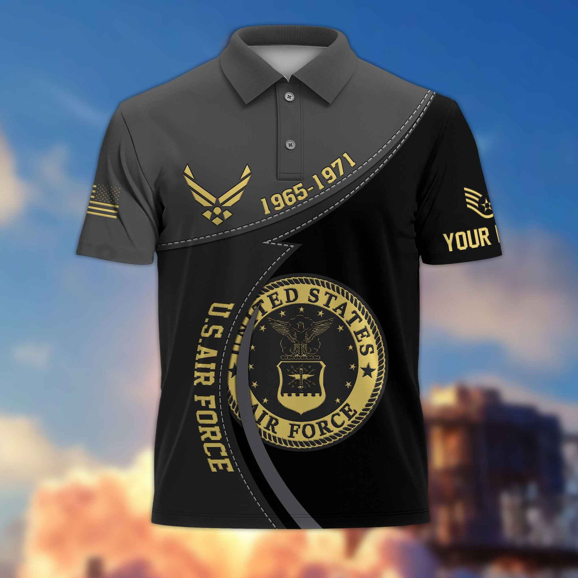 Premium USAF Polo Shirt VPVC214104, Custom Name, Rank, Year, Gifts For Air Force Veteran, Best Gifts On Father's Day, Armed Forces Day, Independence Day, Veterans Day.