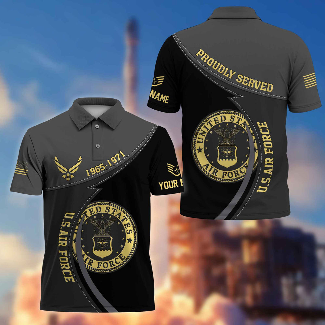 Premium USAF Polo Shirt VPVC214104, Custom Name, Rank, Year, Gifts For Air Force Veteran, Best Gifts On Father's Day, Armed Forces Day, Independence Day, Veterans Day.