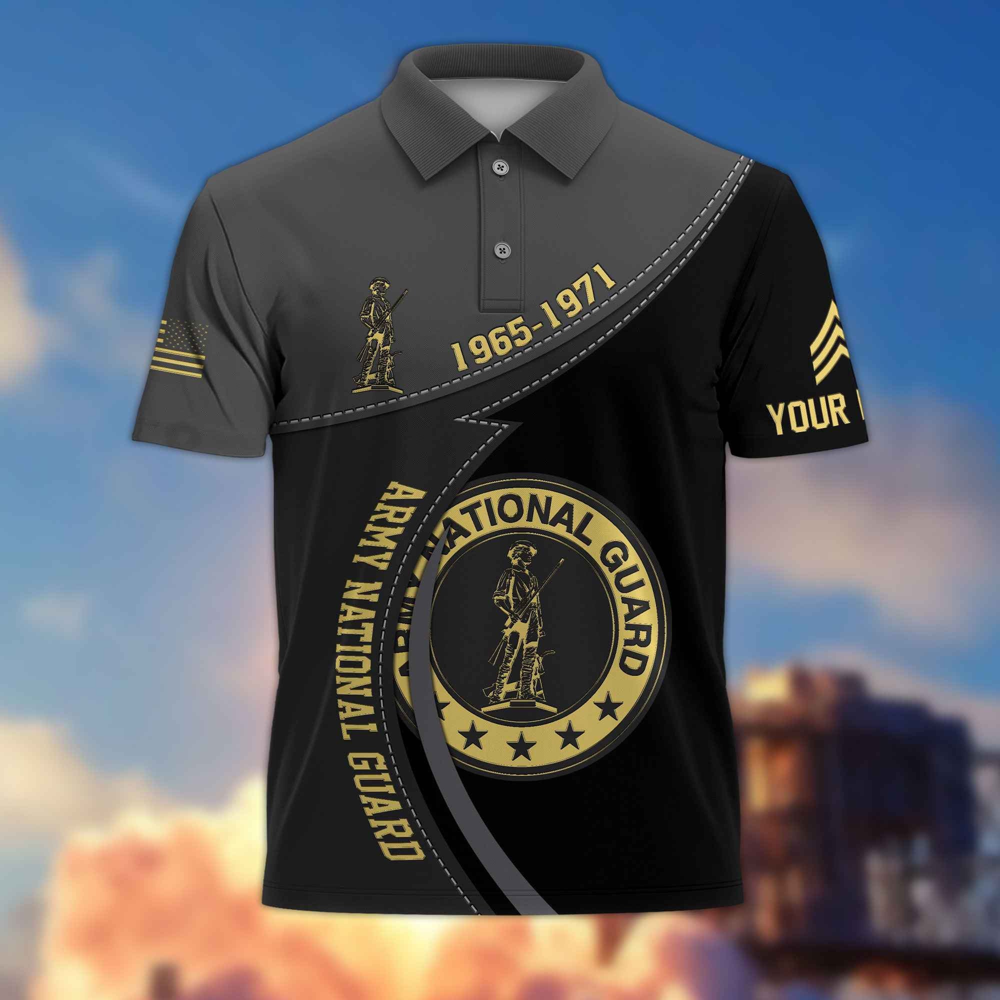 Premium US Army National Guard Polo Shirt VPVC214108, Custom Name, Rank, Year, Gifts For Army National Guard Veteran, Best Gifts On Father's Day, Armed Forces Day, Independence Day, Veterans Day.