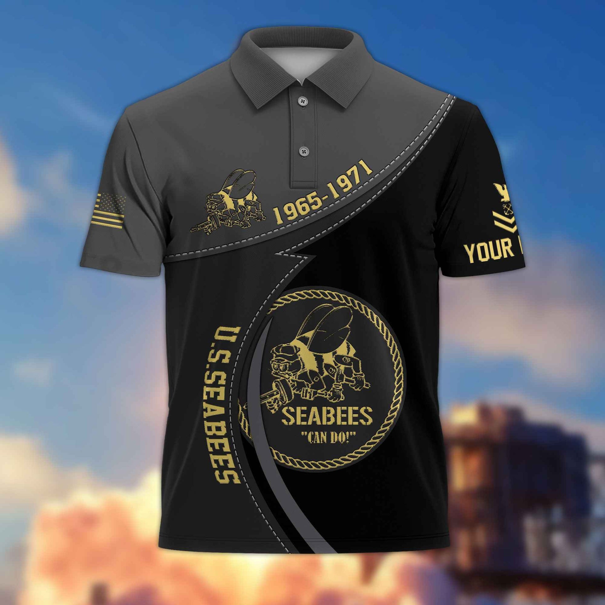Premium US Seabees Polo Shirt VPVC214109, Custom Name, Rank, Year, Gifts For Seabees Veteran, Best Gifts On Father's Day, Armed Forces Day, Independence Day, Veterans Day.