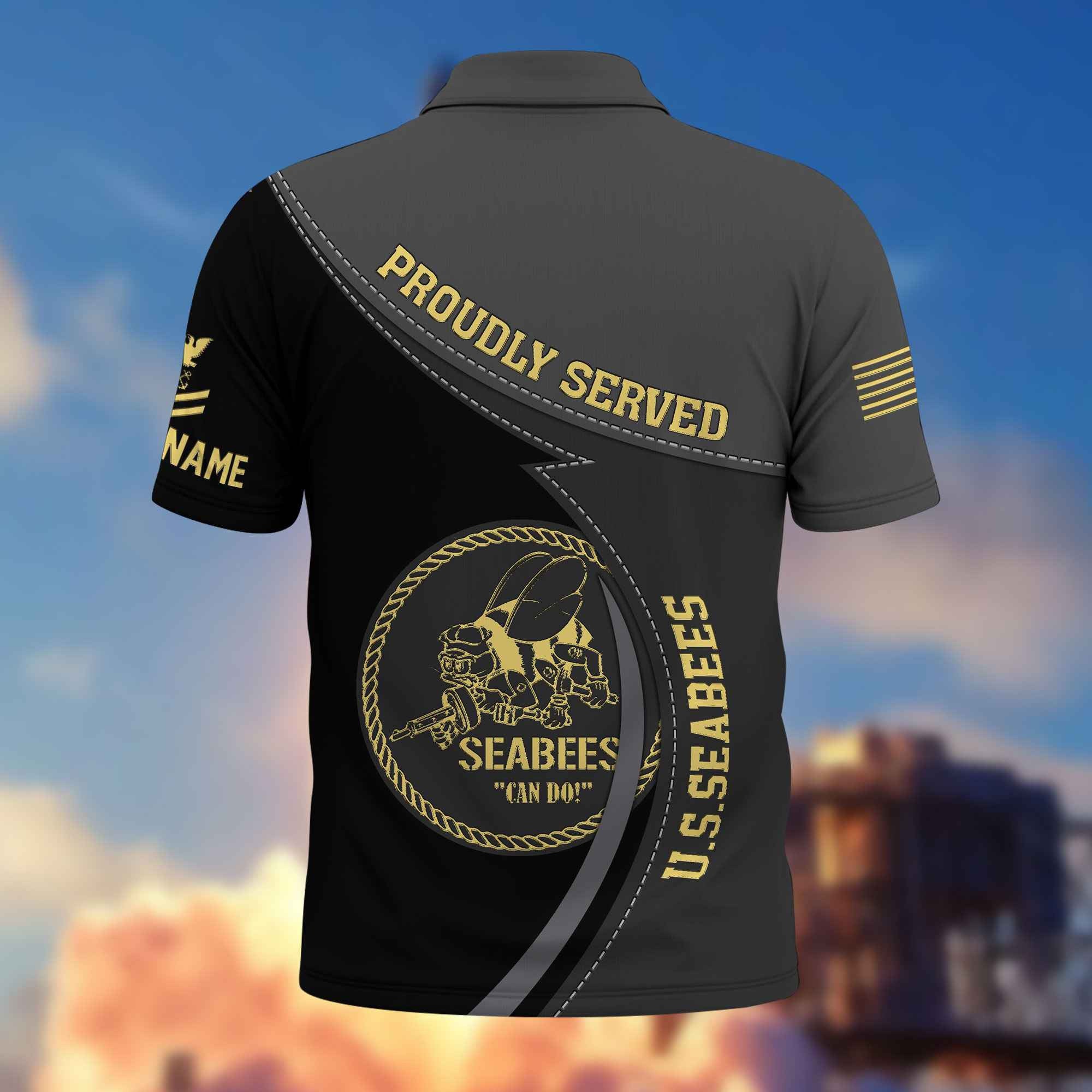 Premium US Seabees Polo Shirt VPVC214109, Custom Name, Rank, Year, Gifts For Seabees Veteran, Best Gifts On Father's Day, Armed Forces Day, Independence Day, Veterans Day.