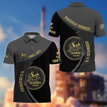 Premium US Seabees Polo Shirt VPVC214109, Custom Name, Rank, Year, Gifts For Seabees Veteran, Best Gifts On Father's Day, Armed Forces Day, Independence Day, Veterans Day.