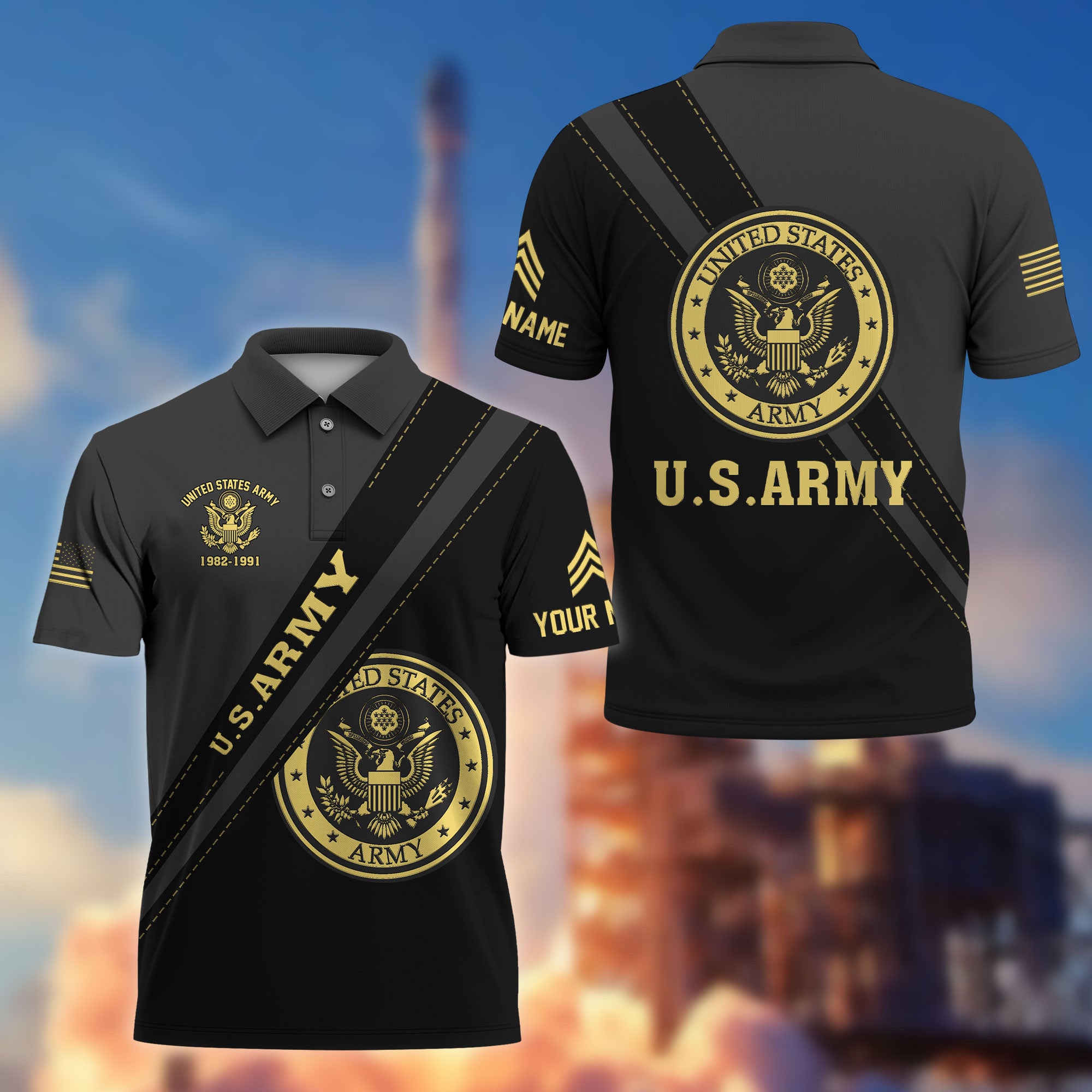 Premium Custom US Army Polo Shirt VPVC214201, Gifts For Army Veteran, Best Gifts On Father's Day, Armed Forces Day, Independence Day, Veterans Day.