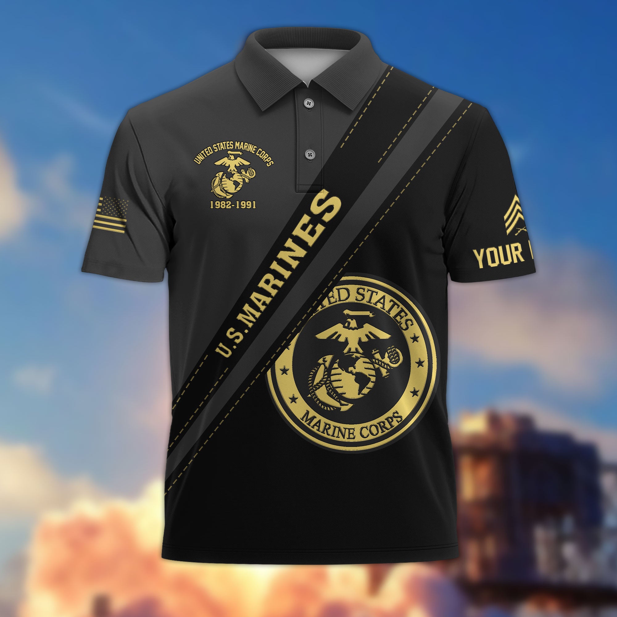 Premium Custom USMC Polo Shirt VPVC214203, Gifts For Marine Veteran, Best Gifts On Father's Day, Armed Forces Day, Independence Day, Veterans Day.
