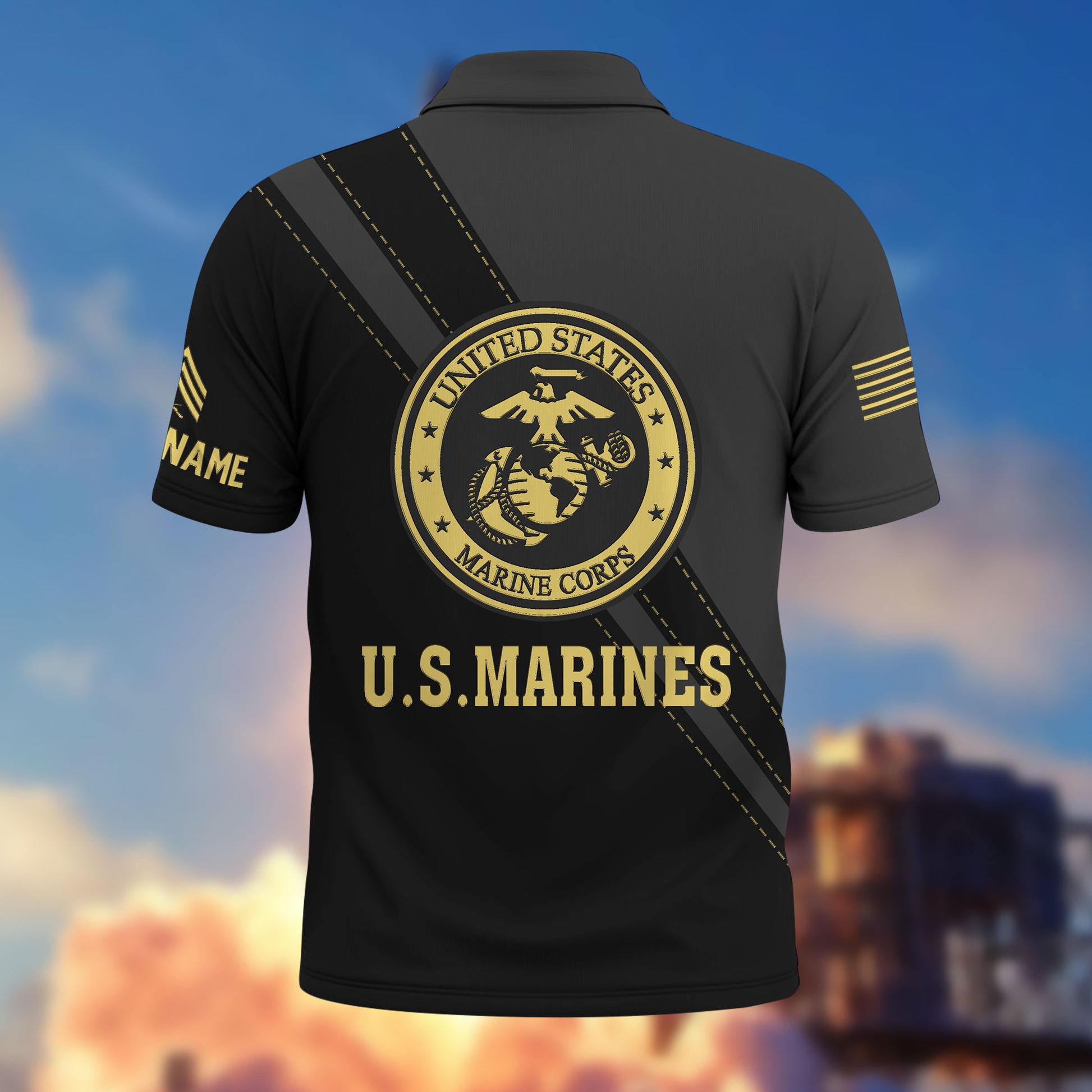 Premium Custom USMC Polo Shirt VPVC214203, Gifts For Marine Veteran, Best Gifts On Father's Day, Armed Forces Day, Independence Day, Veterans Day.