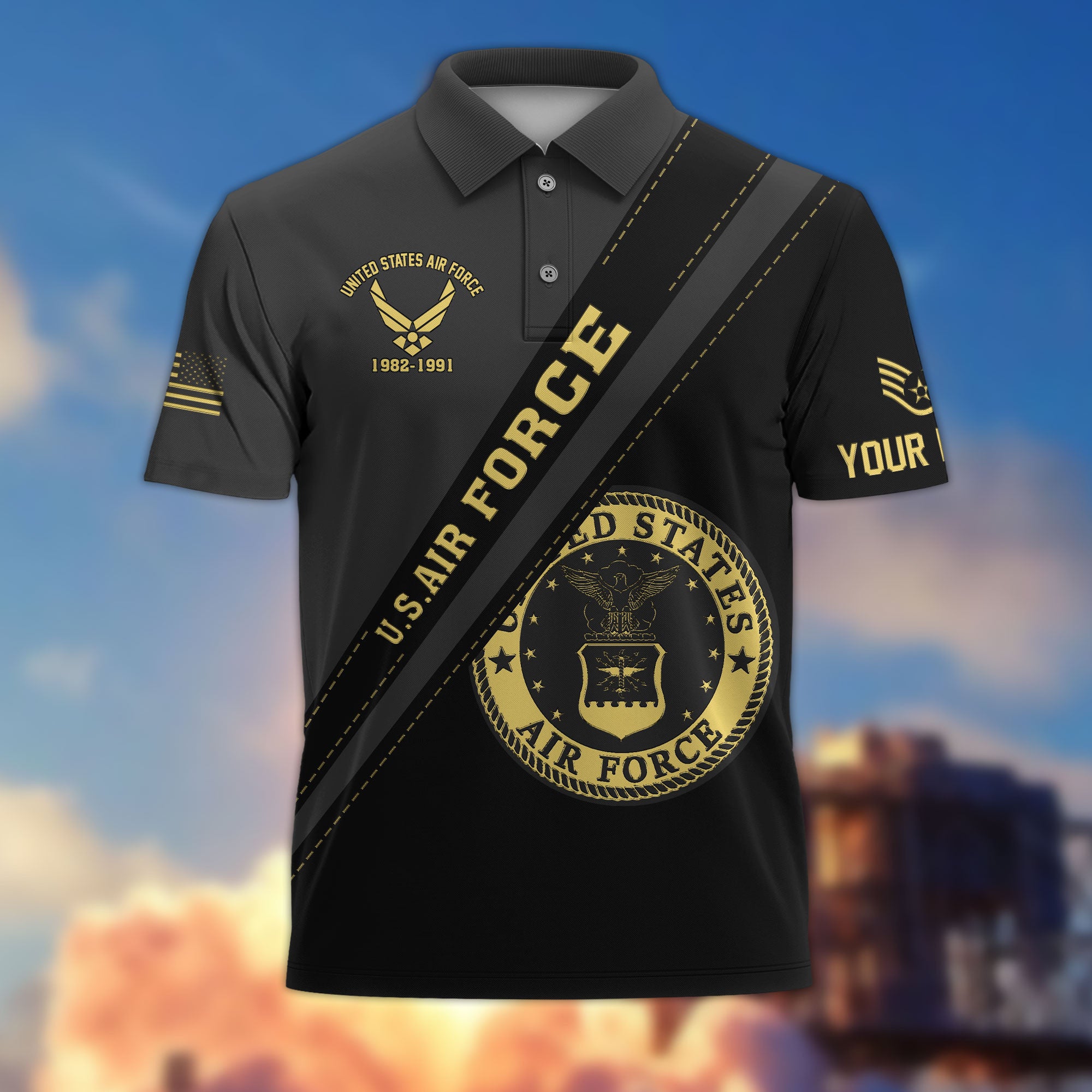 Premium Custom USAF Polo Shirt VPVC214204, Gifts For Air Force Veteran, Best Gifts On Father's Day, Armed Forces Day, Independence Day, Veterans Day.