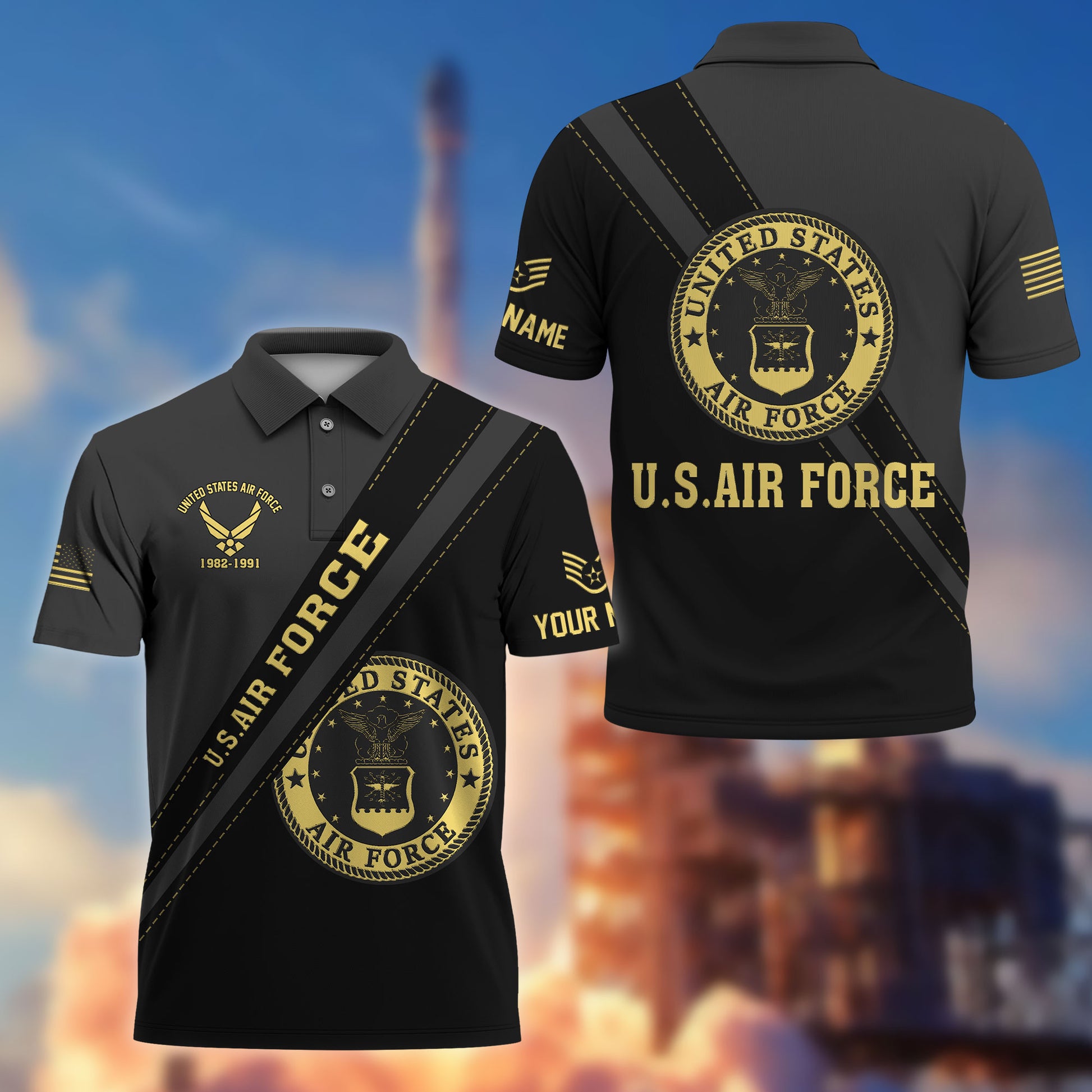 Premium Custom USAF Polo Shirt VPVC214204, Gifts For Air Force Veteran, Best Gifts On Father's Day, Armed Forces Day, Independence Day, Veterans Day.