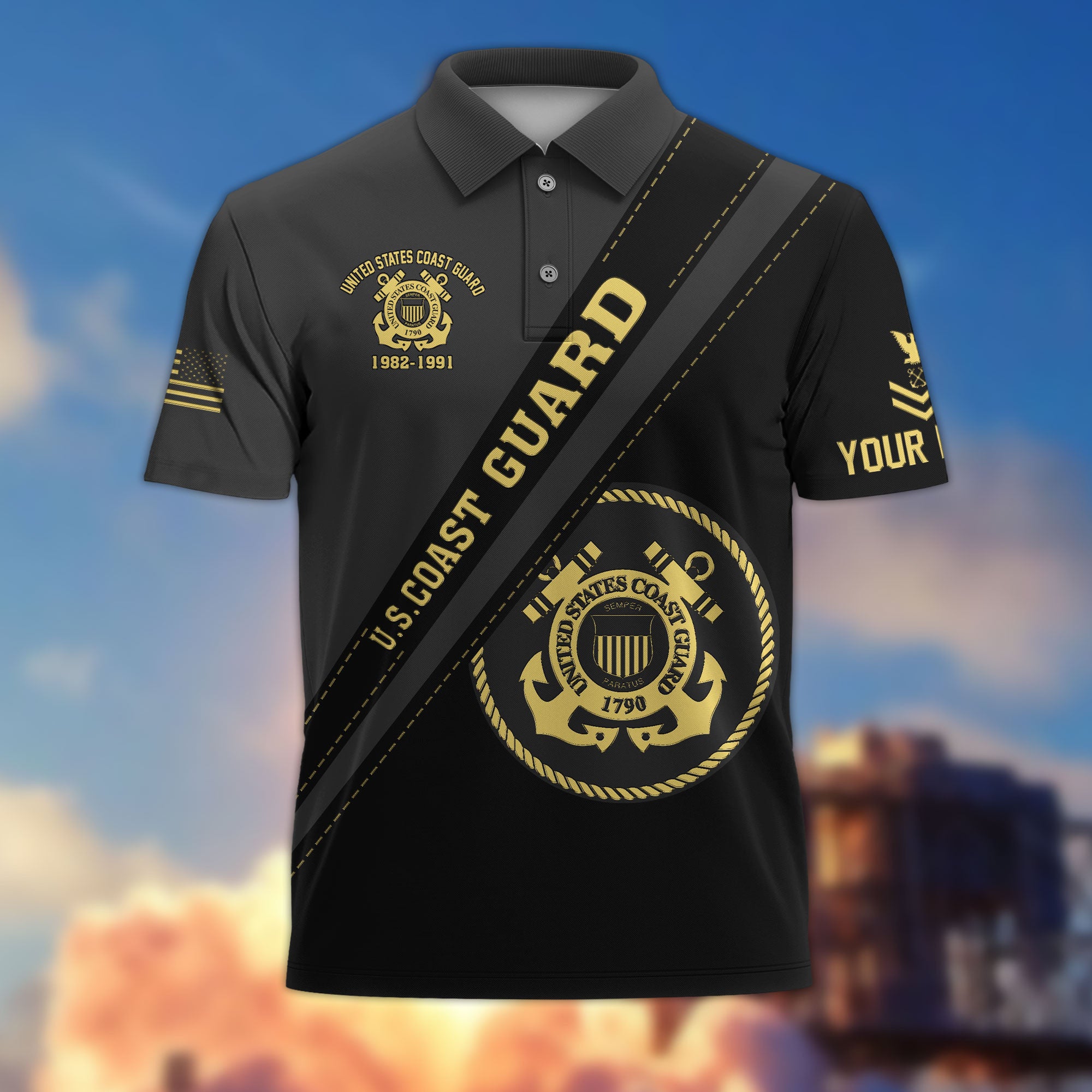 Premium Custom USCG Polo Shirt VPVC214205, Gifts For Coast Guard Veteran, Best Gifts On Father's Day, Armed Forces Day, Independence Day, Veterans Day.