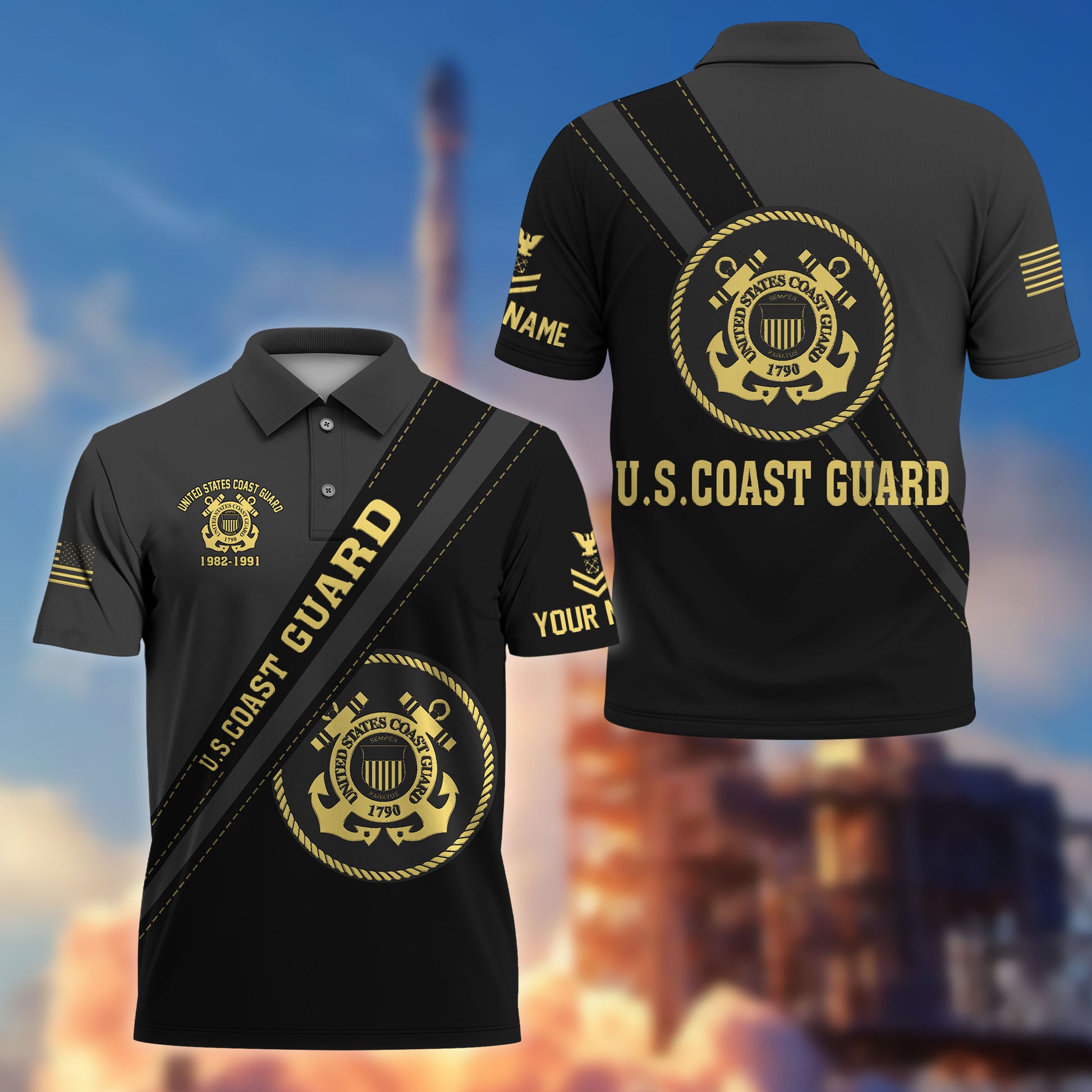Premium Custom USCG Polo Shirt VPVC214205, Gifts For Coast Guard Veteran, Best Gifts On Father's Day, Armed Forces Day, Independence Day, Veterans Day.